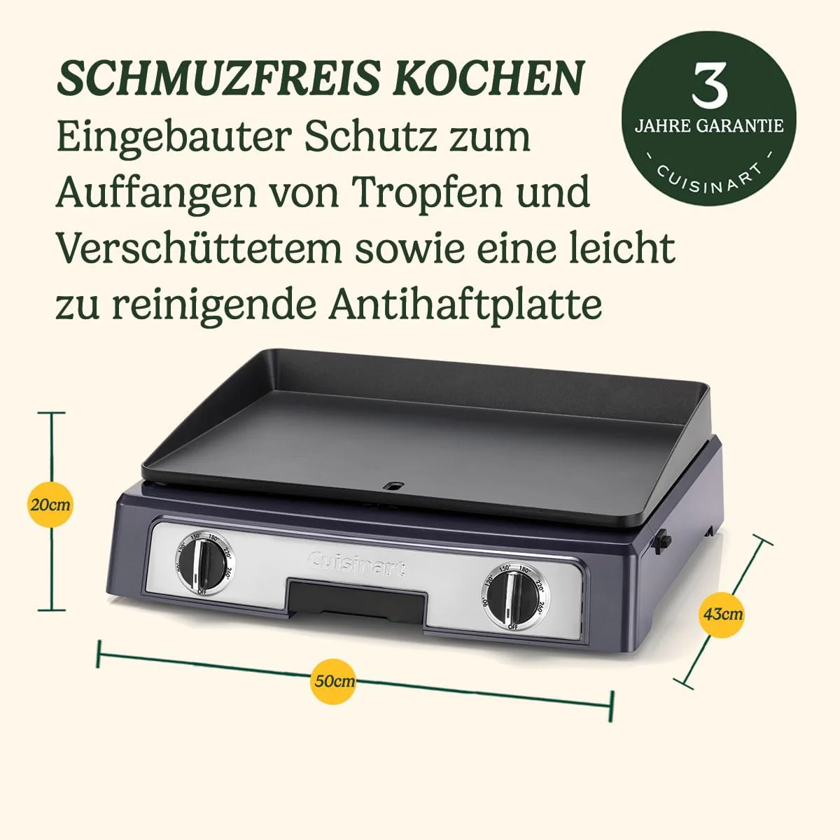 Cuisinart Hot Plate Entertaining Grill & Griddle | XL Elektrische Plancha Grill, Teppanyaki Grillplaat voor thuis | Afneembare plaat met antiaanbaklaag, 2-zone temperatuurregeling tot 260��C