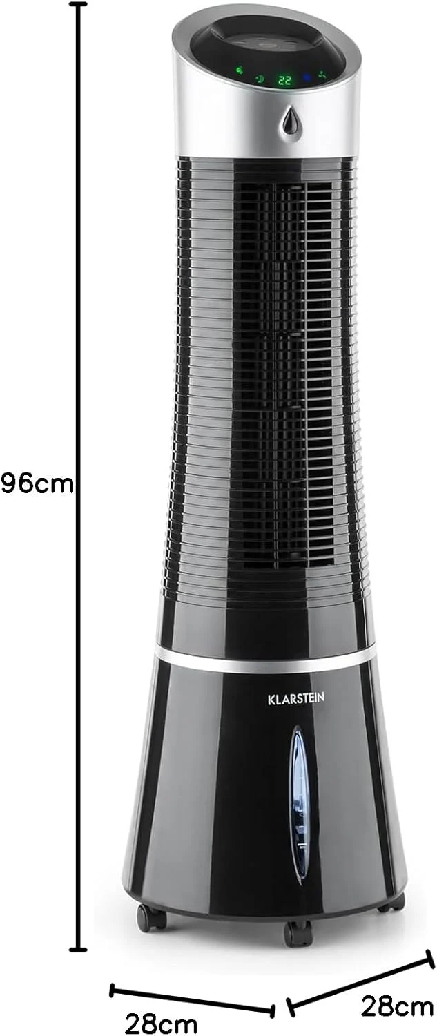 Klarstein 4-in-1: Slimme luchtkoeler, ventilator, luchtbevochtiger & ionisatie I 6 L watertank, oscillatie, 30 W, 210 m3/u, timer I Klimaatregelaar zonder afvoerslang, Mobiele airconditioner, Zwart-ros��goud