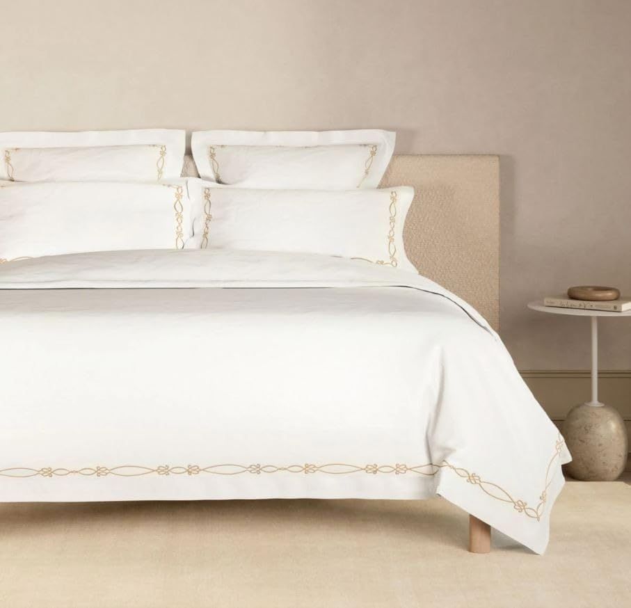 Sheridan King Size Quilt Cover Set, White and Almond Embroidery, 1200TC Cotton, Includes 2 Pillowcases