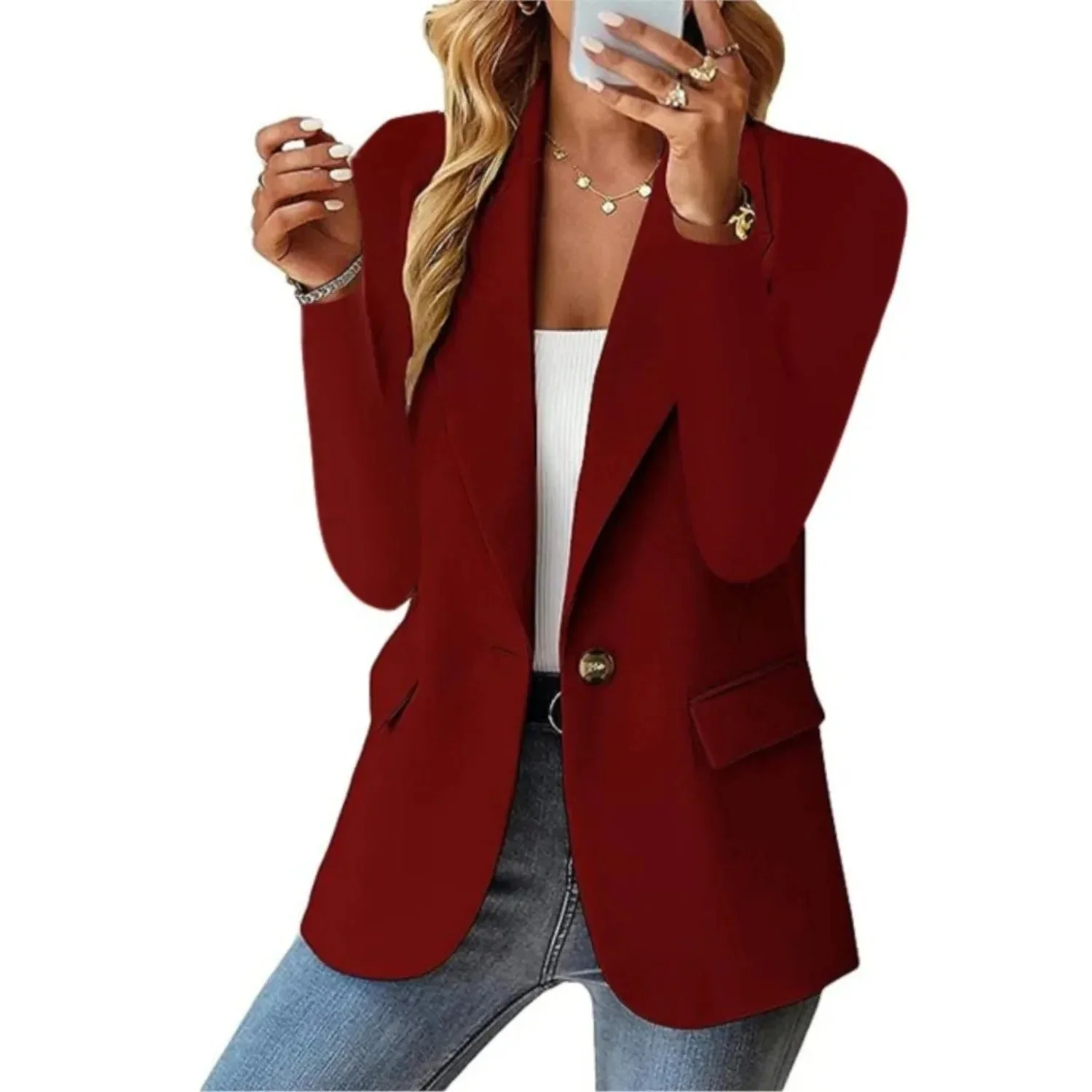 Damen Blazer Tailliert | Bequemer Stretch Blazer f��r Business und Freizeit | Modernes Sakko Figurbetont & Vielseitig