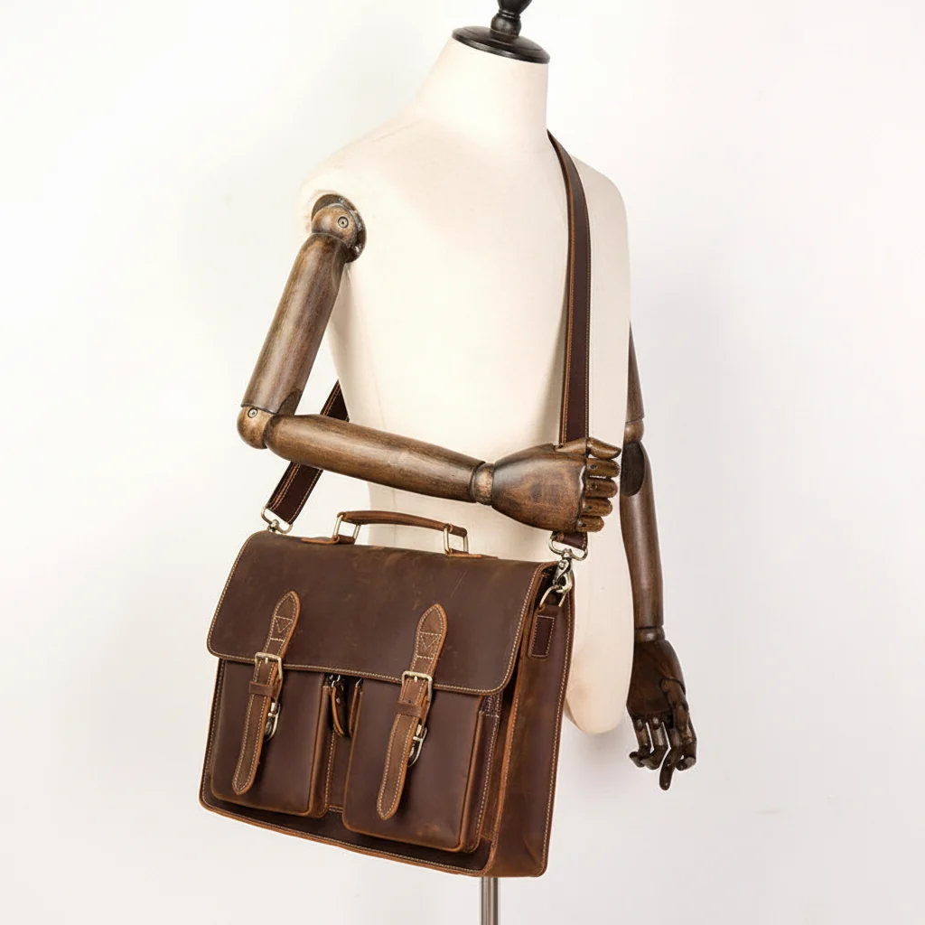 Handmade Full Grain Leather Briefcase Leather Messenger Bag