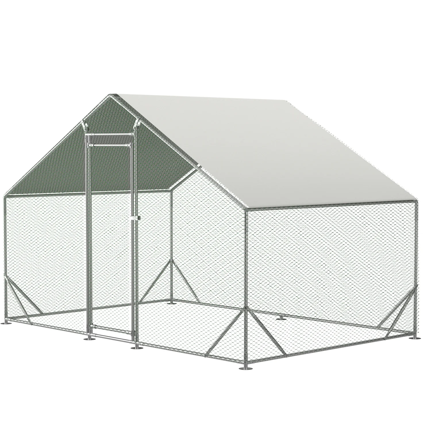 2025 Grote Galvanized Metaal Hut voor Kippen met Waterdichte en UV-Beschermende Bedekking, Loopruimte en Kraal voor Konijnen en Eenden in de Buitenlucht, Draadkooien voor Pluimvee (10�� L x 6��)