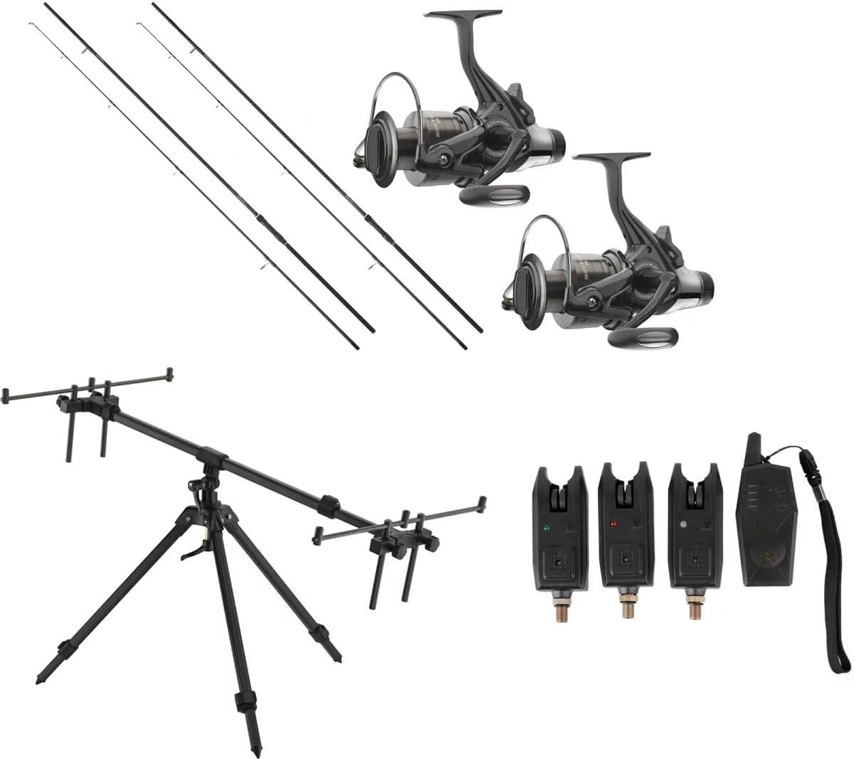 Angelset Karpfencombo Karpfenrute Freilaufrolle Gun Pod Bissanzeiger Karpfenset Karpfenangler