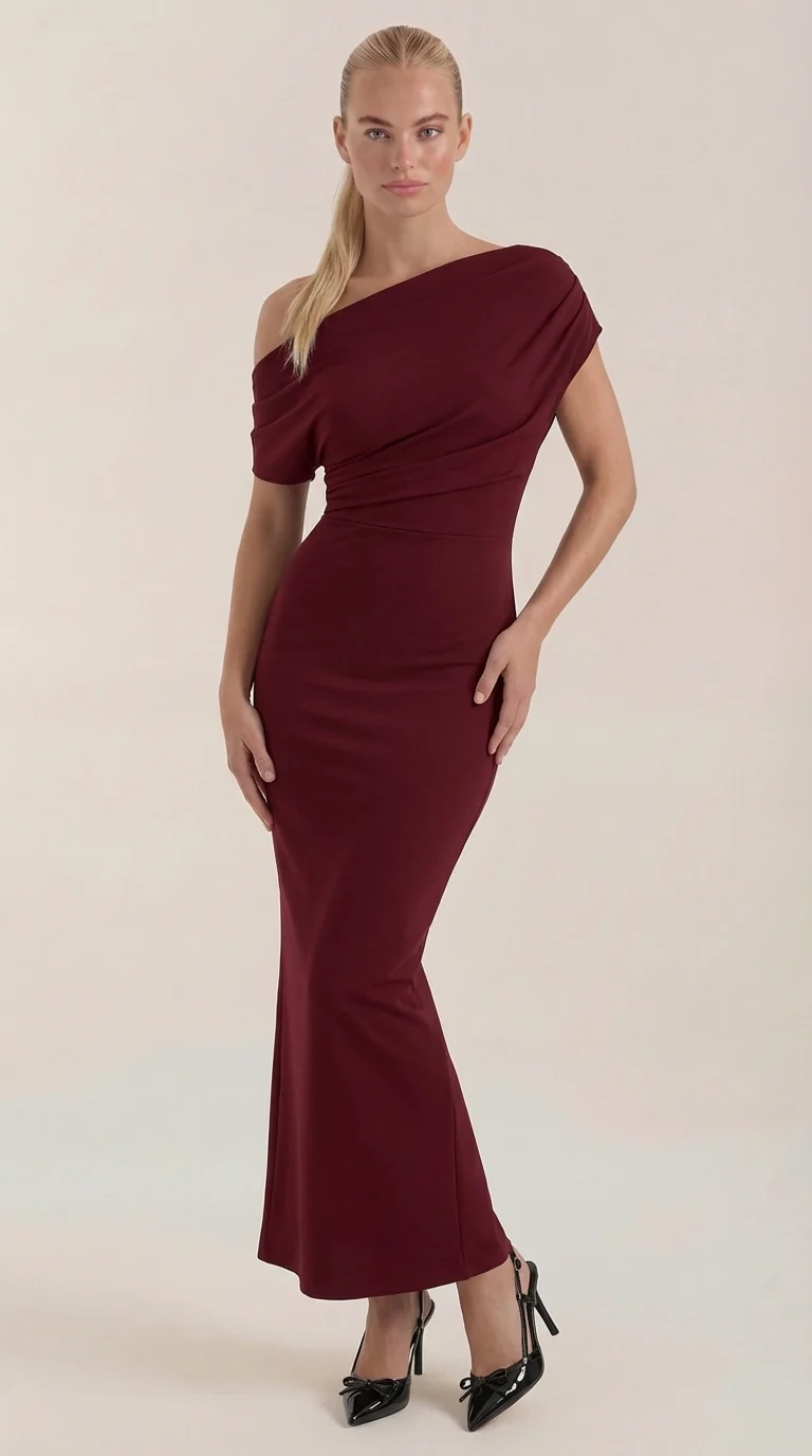 One-Shoulder-Maxikleid