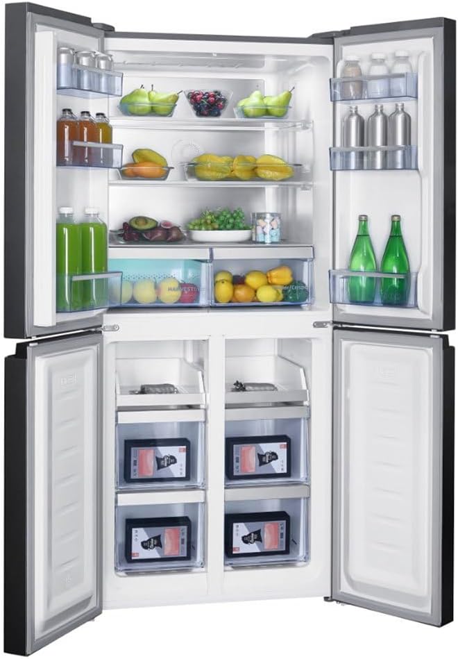 Beko GNO46623MXPN Side-by-Side, Kühlschrank, Gefrierschrank, 466 l Gesamtvolumen, 291 Liter Kühlbereich, 175 Liter Gefrierbereich, Multifunktionsdisplay, HarvestFresh, 18 l Chiller-Zone, Edelstahl