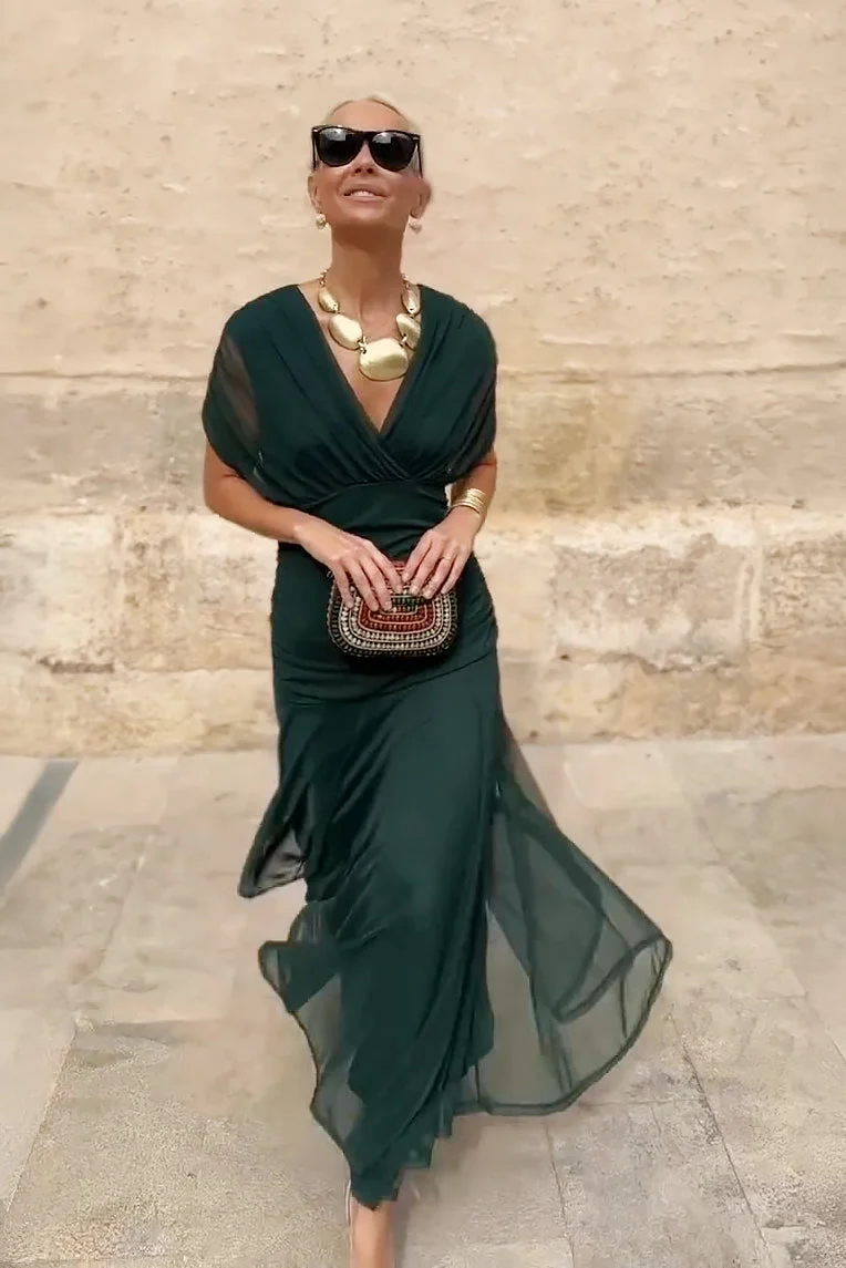 Elegantes schulterfreies Cocktail-Maxikleid mit Blumenmuster