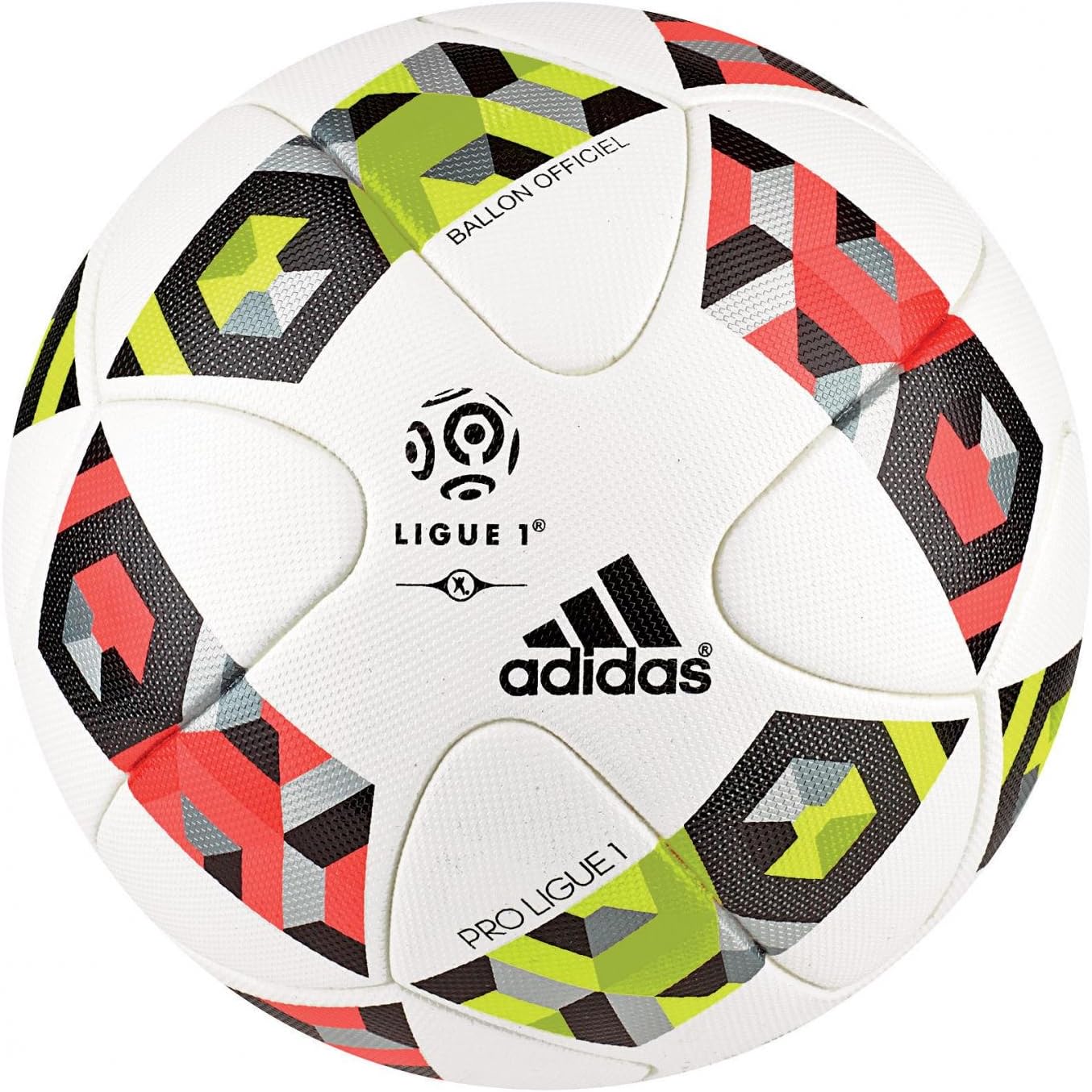 adidas Pro Ligue 1 Offizieller Spielball, White/Solar Red/Solar Yellow, 5