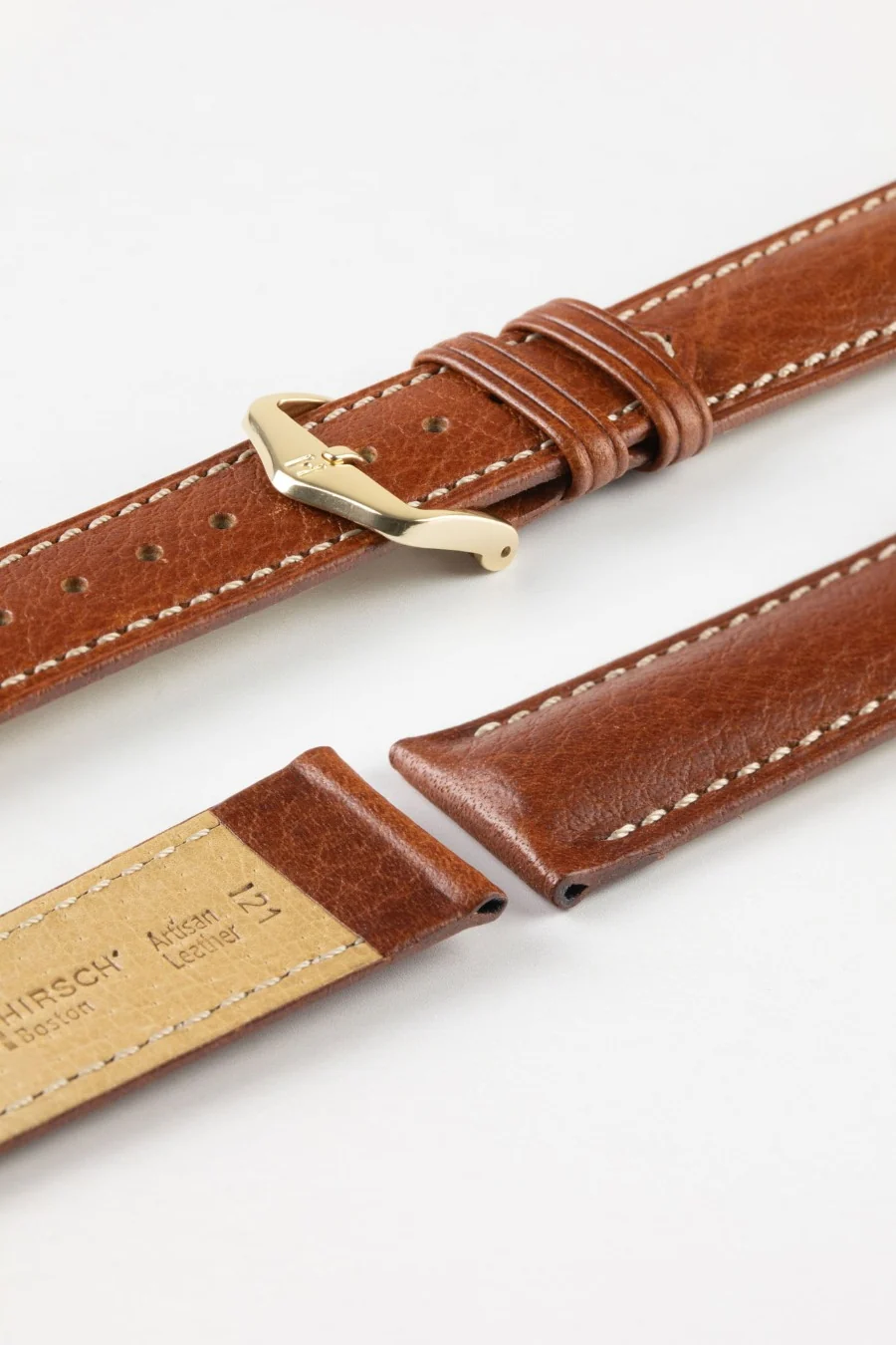 Hirsch BOSTON NQR Gold Brown Buffalo Calfskin Watchstrap