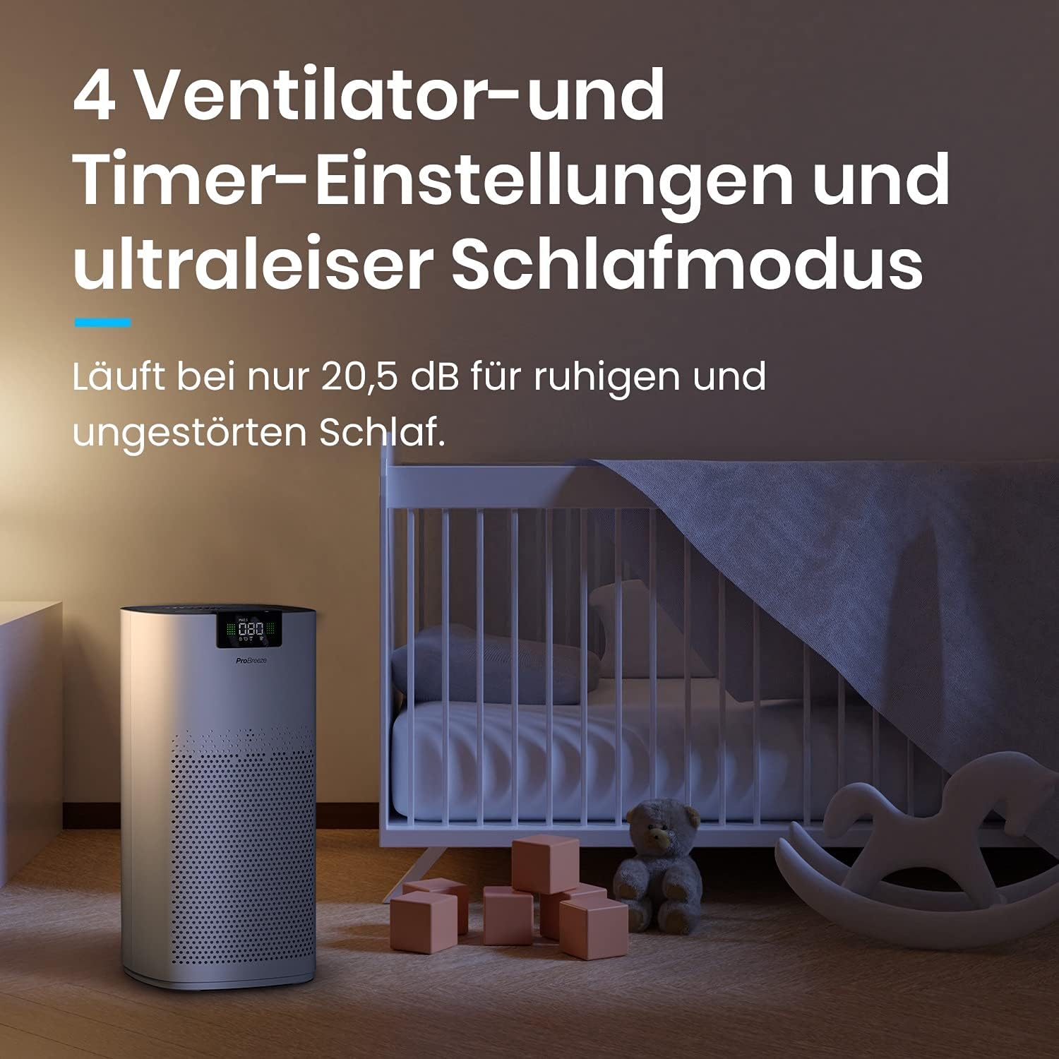 Pro Breeze Luftreiniger Hepa 13 Filter mit UV-C Lampe, Luft Ionisierer & Aktivkohlefilter, CADR 460m3 - Air Purifier mit Luftqualitätsmesser für große Räume bis 140m² - bis zu 99.95% Filterleistung