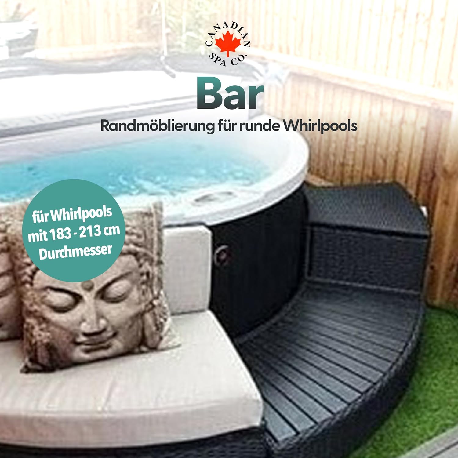 CANADIAN SPA CO. Bar für Pool, Randmöblierung für runde Whirl Pools und Hot Tubs, Randmöbel-Kollektion, Korbgeflecht wetterfest, Aluminiumrahmen rostsicher