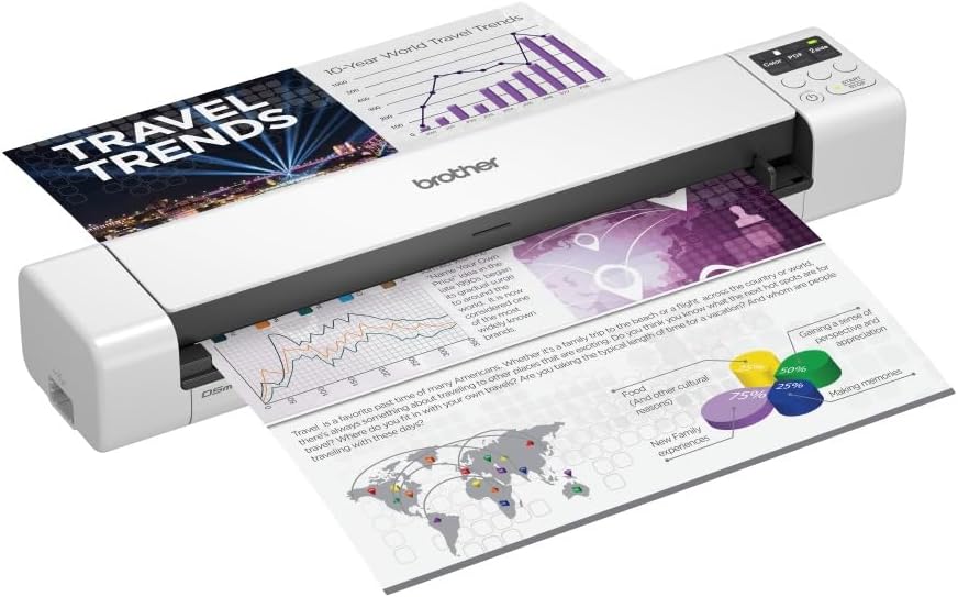 Brother DS-940 Mobiler Scanner | A4 | beidseitig | WLAN | integrierter Akku | 15 ppm | Farbe | Schwarz/Weiß | Scan to USB