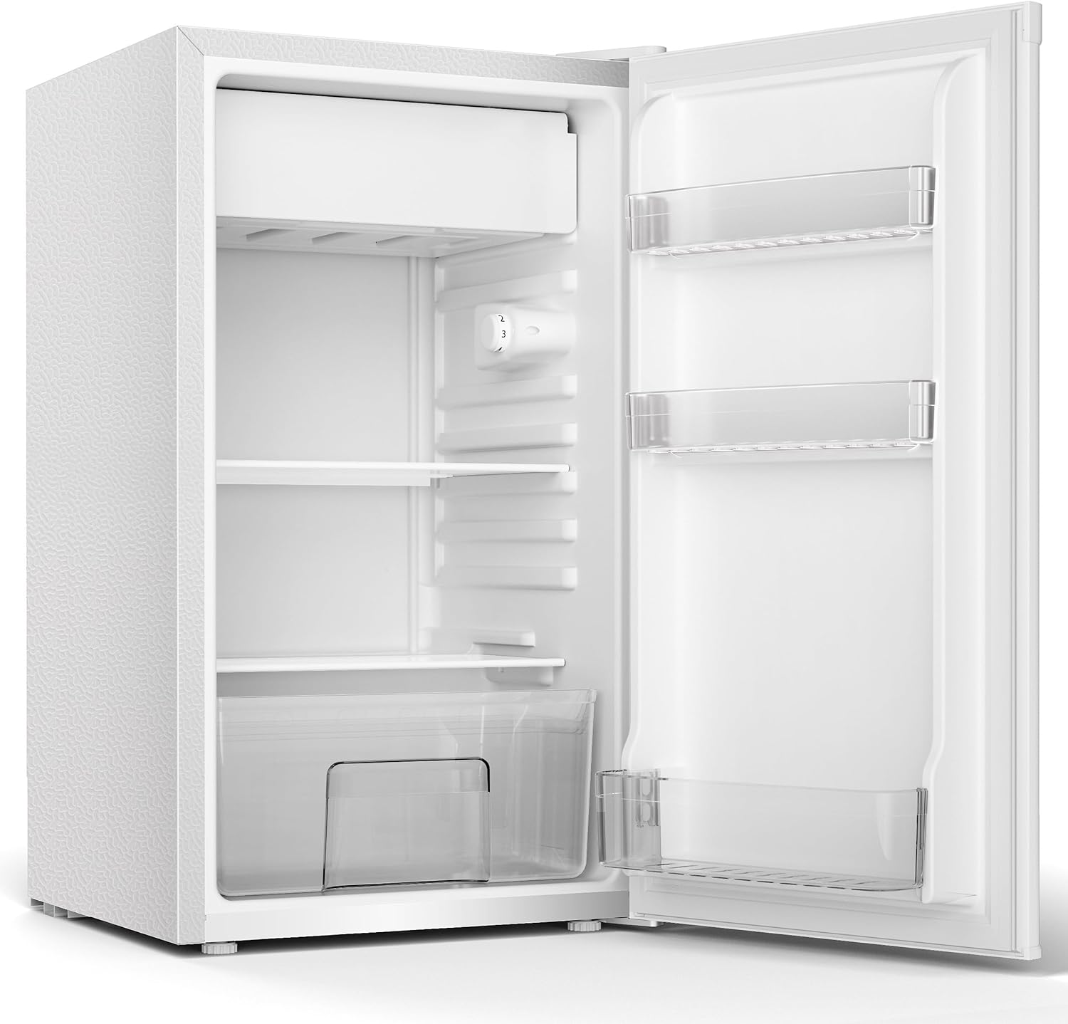 EUHOMY 91L Kühlschrank mit Gefrierfach klein& Gemüsefach (82L+9L) | 38dB Ultra-Leiser Mini Kühlschrank für Schlafzimmer/Büro | 7-Stufen Thermostat, Energieeffizien | 44.5x50x79cm Weiß