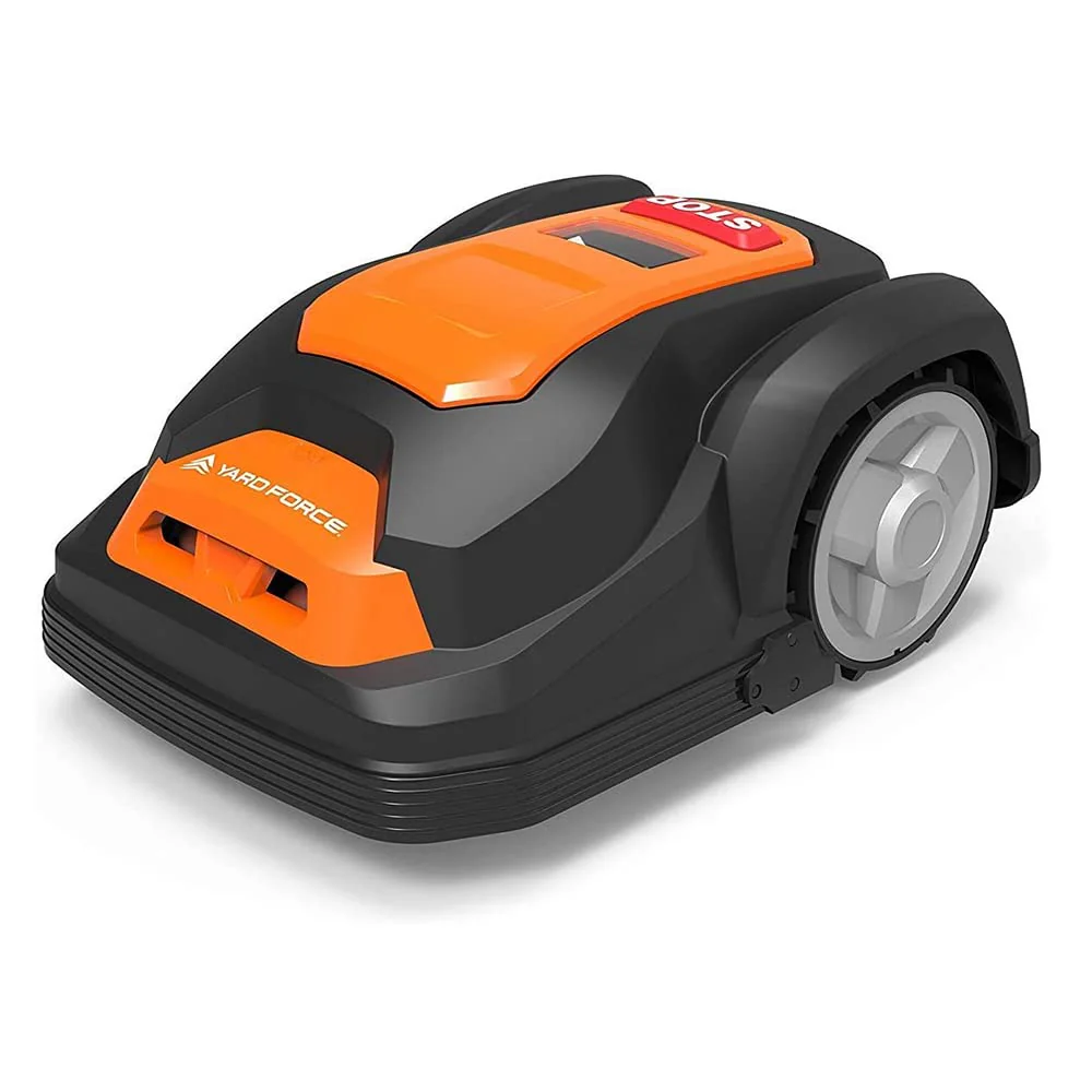 2025 Yard Force Robotmaaier SA900ECO, geschikt voor gazons tot 900 m2, met graskantensnijder, regensensor en borstelloze motor, 28 V, zwart/oranje
