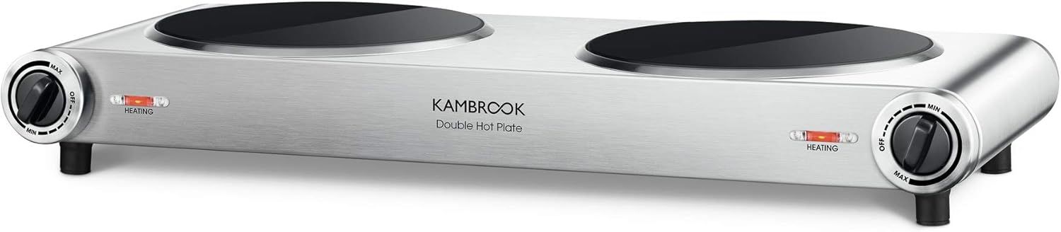 Kambrook Dual Ceramic Electric Hot Plate, Stainless Steel