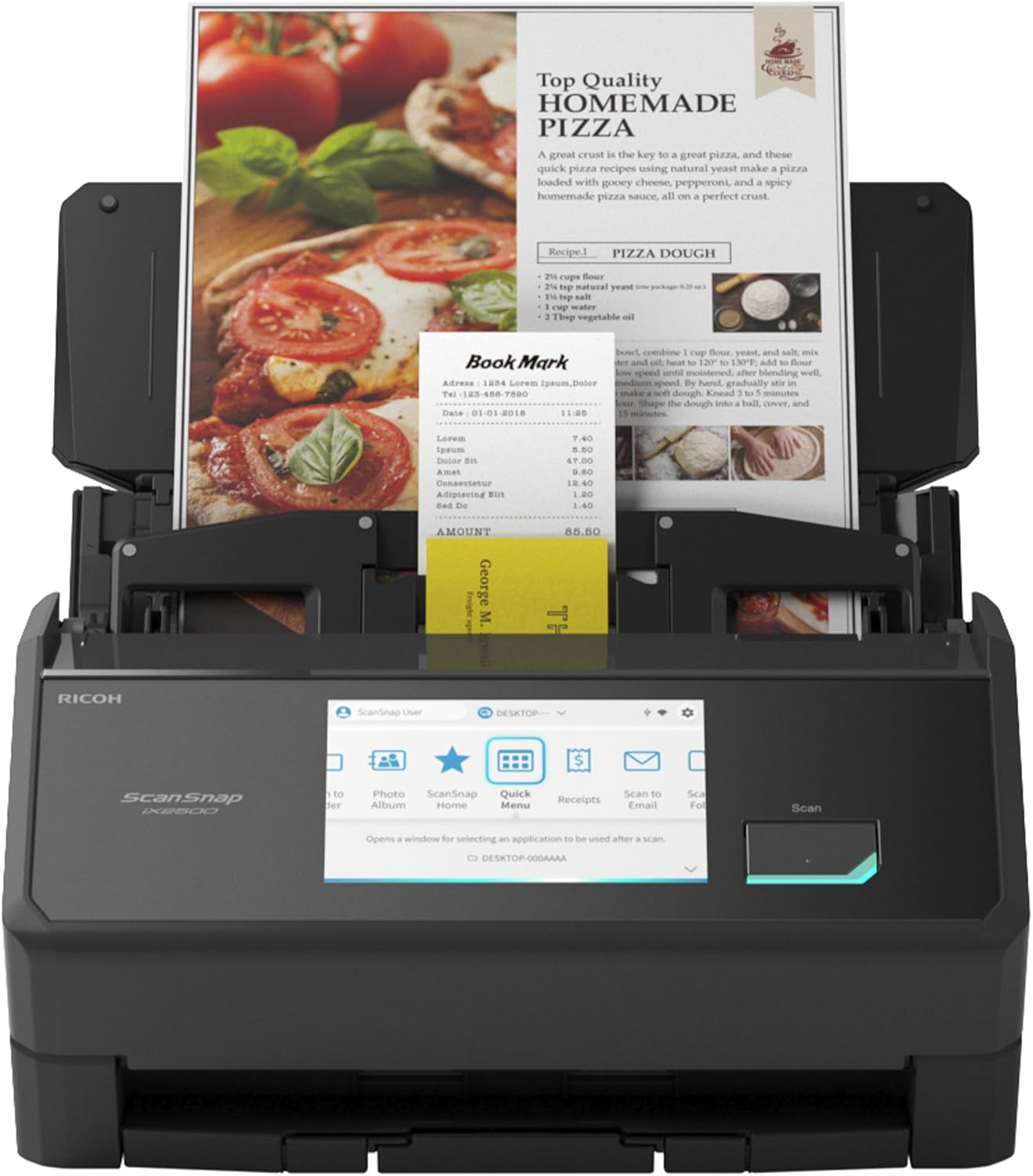 ScanSnap iX2500 Schwarz – Ultraschneller Duplex-Scanner mit 45 S./Min., 100-Blatt-ADF, 600DPI, 5″ Touchscreen, WLAN/Bluetooth/USB-Konnektivität
