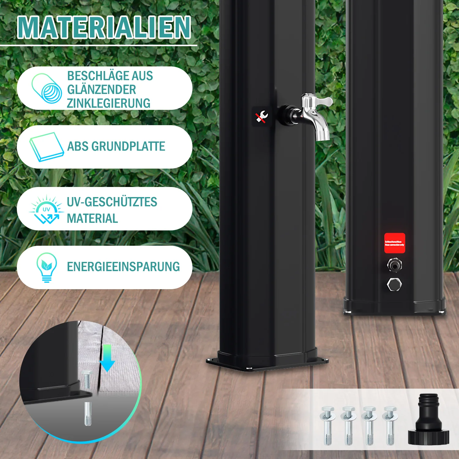 Sonnewelt 60L Solar Shower Tuindouche incl. beschermkap en handdouche