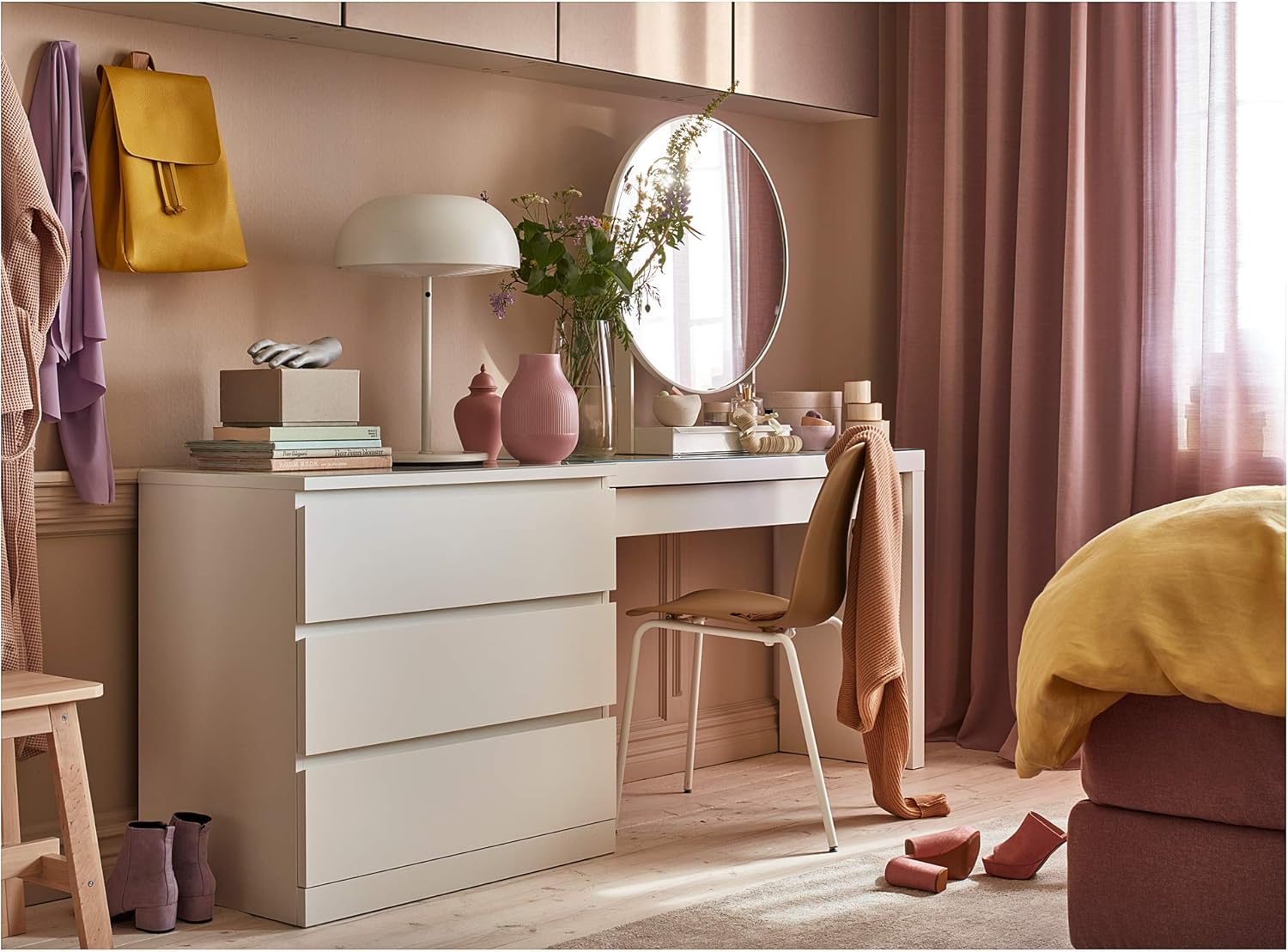 IKEA-Malm-Schminktisch weiß weiß mit Glasplatte 120 x 41 x 78 cm
