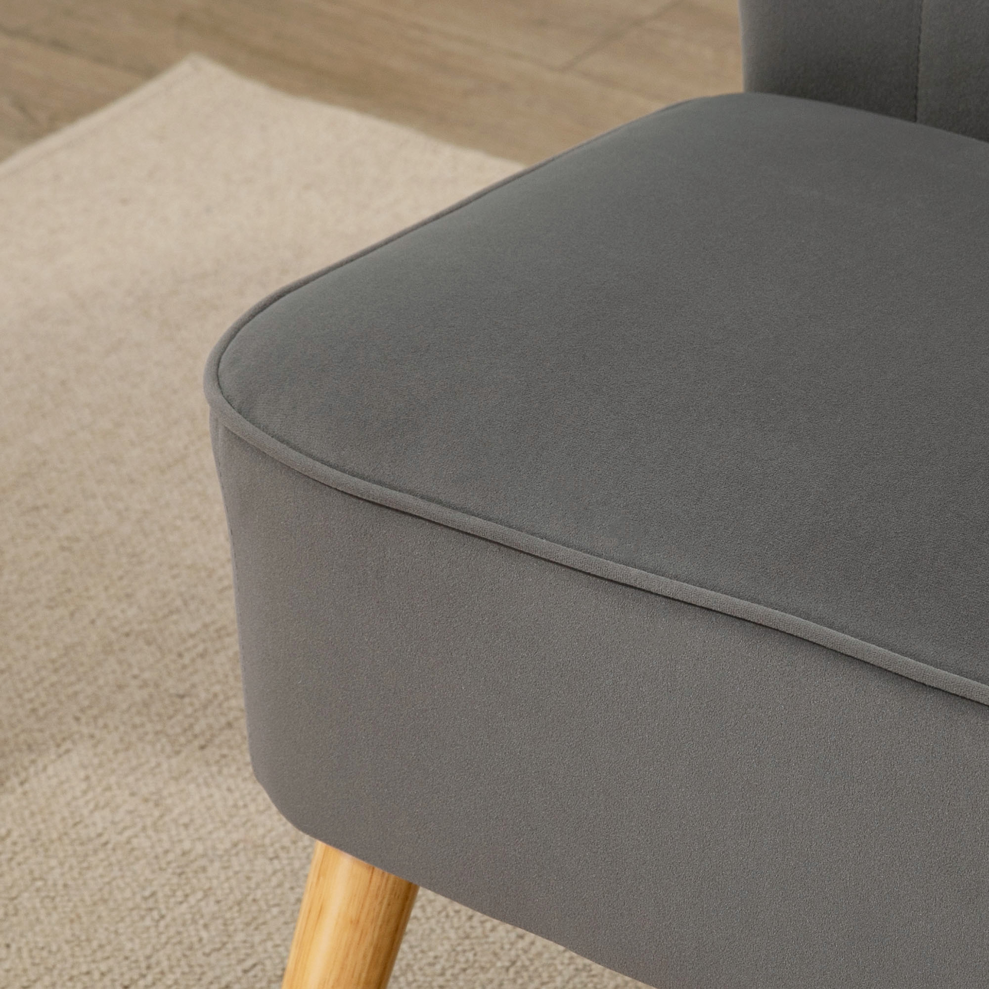 Sofa Retrodesign 2-zitsbank, houten poten, 117 cm x 56,5 cm x 77 cm, Donkergrijs