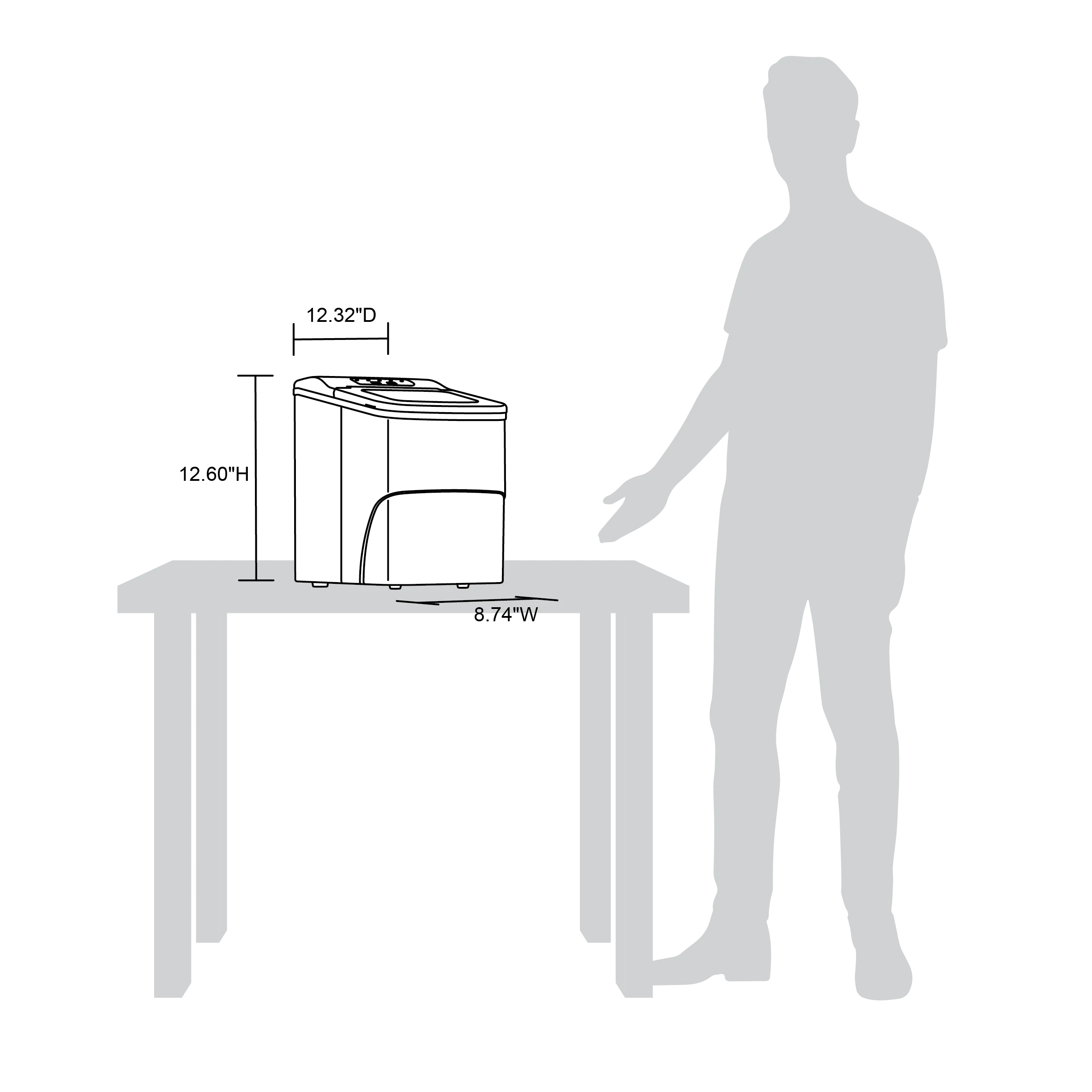 2025 Newair? IJsblokjesmachine voor het aanrecht. Bullet Ice, 26 lbs/dag �C Mat Zwart