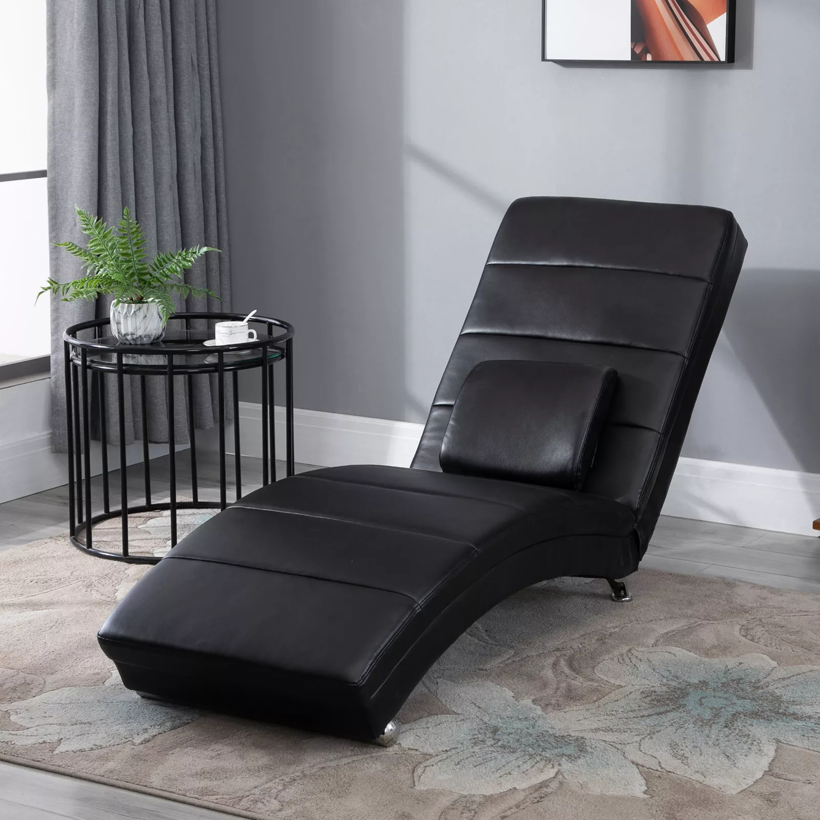 Relaxligstoel met massagefunctie �C Loungestoel Chaise Longue in Zero-Gravity design �C Zwart