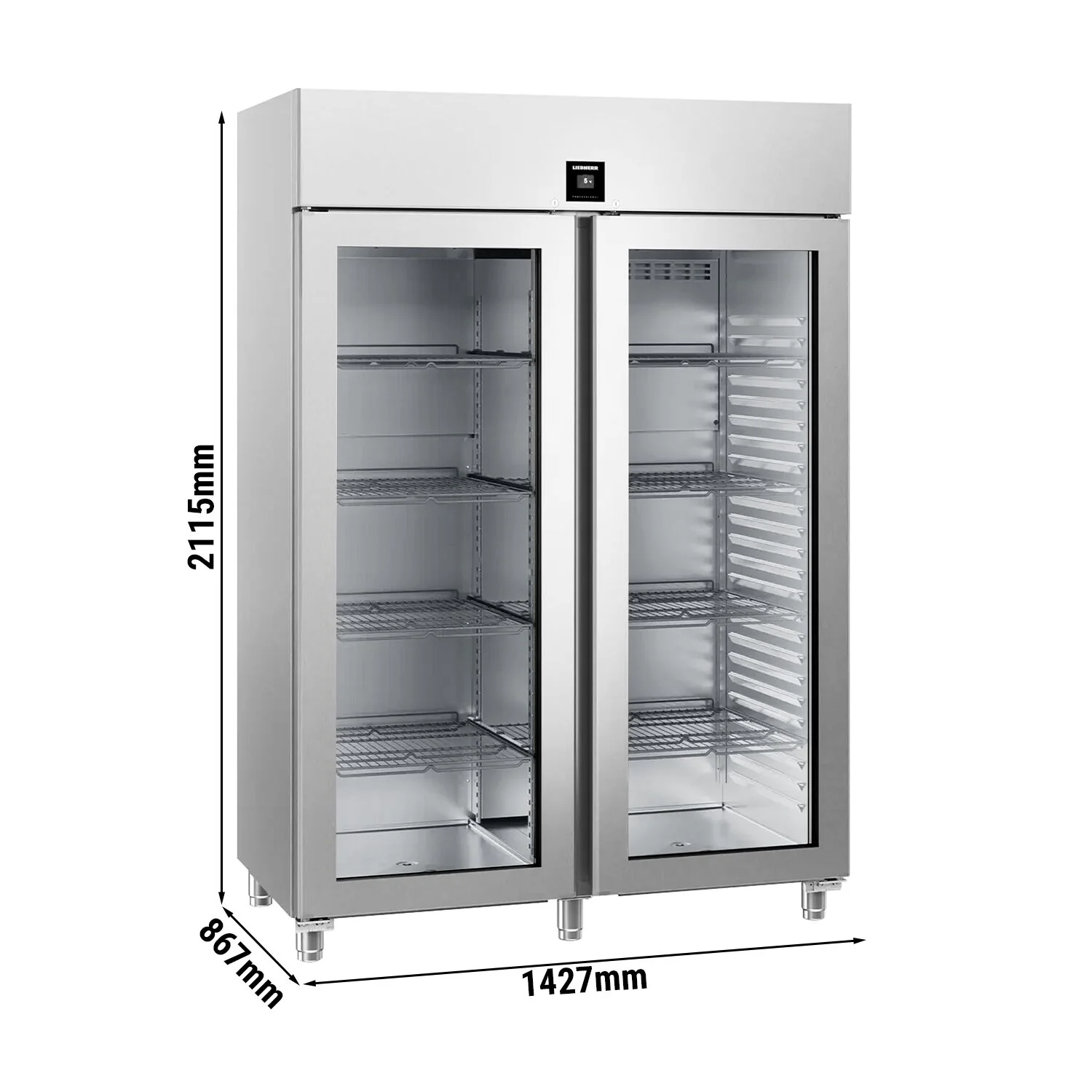 LIEBHERR | Kjøleskap i rustfritt stål PERFECTION - 1414 liter - GN 2/1 - innvendig i rustfritt stål - med 2 glassdører