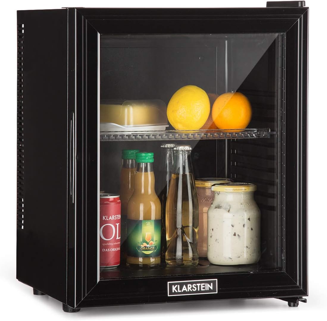 Klarstein Mini Kühlschrank für Zimmer, 24 Liter Mini-Kühlschrank für Getränke, Snacks & Kosmetik, Kleine Minibar, Kühlschrank Klein & Leise, Verstellbare Ablagen, Kleiner Skincare Kühlschrank