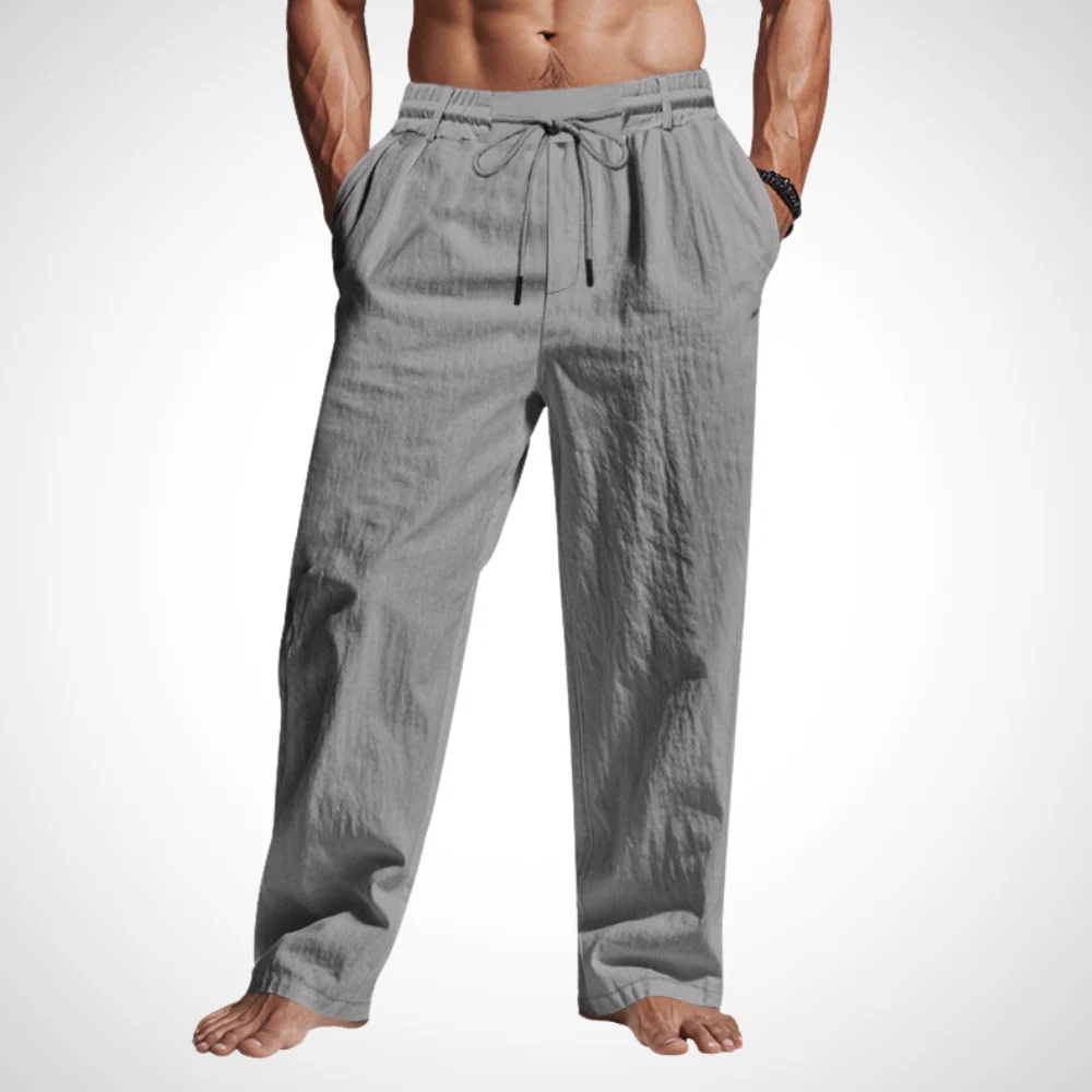 Atmungsaktive Leinenhose f��r Herren - Relaxed Fit mit Kordelzug