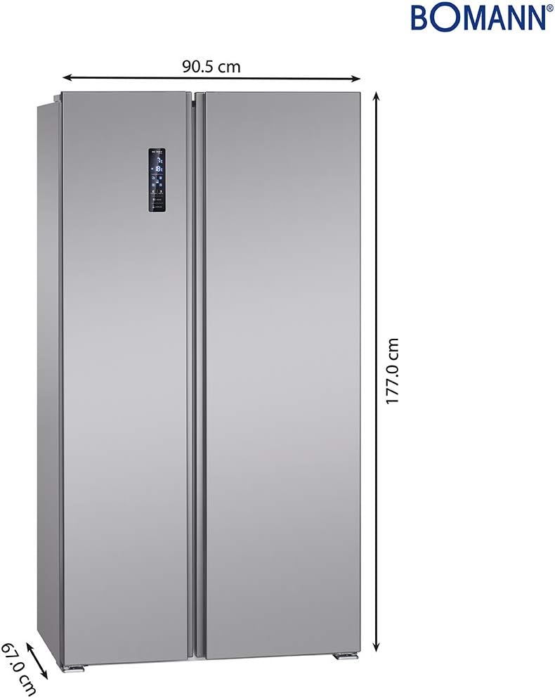 Bomann® French Door Kühlschrank No Frost | Kühl-Gefrier-Kombinationen mit Total No Frost | Kühlschrank mit Gefrierfach 400L | Side by Side Kühlschrank mit MultiAirflow-System | KG 7354 Edelstahl