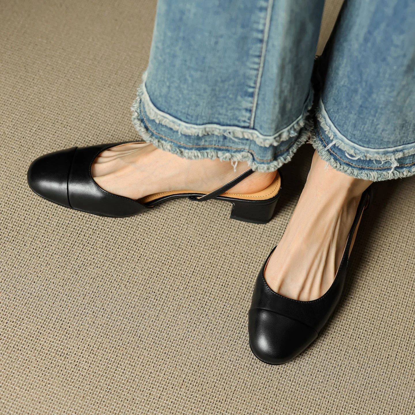 Slingback-Pumps aus echtem Leder f��r Damen