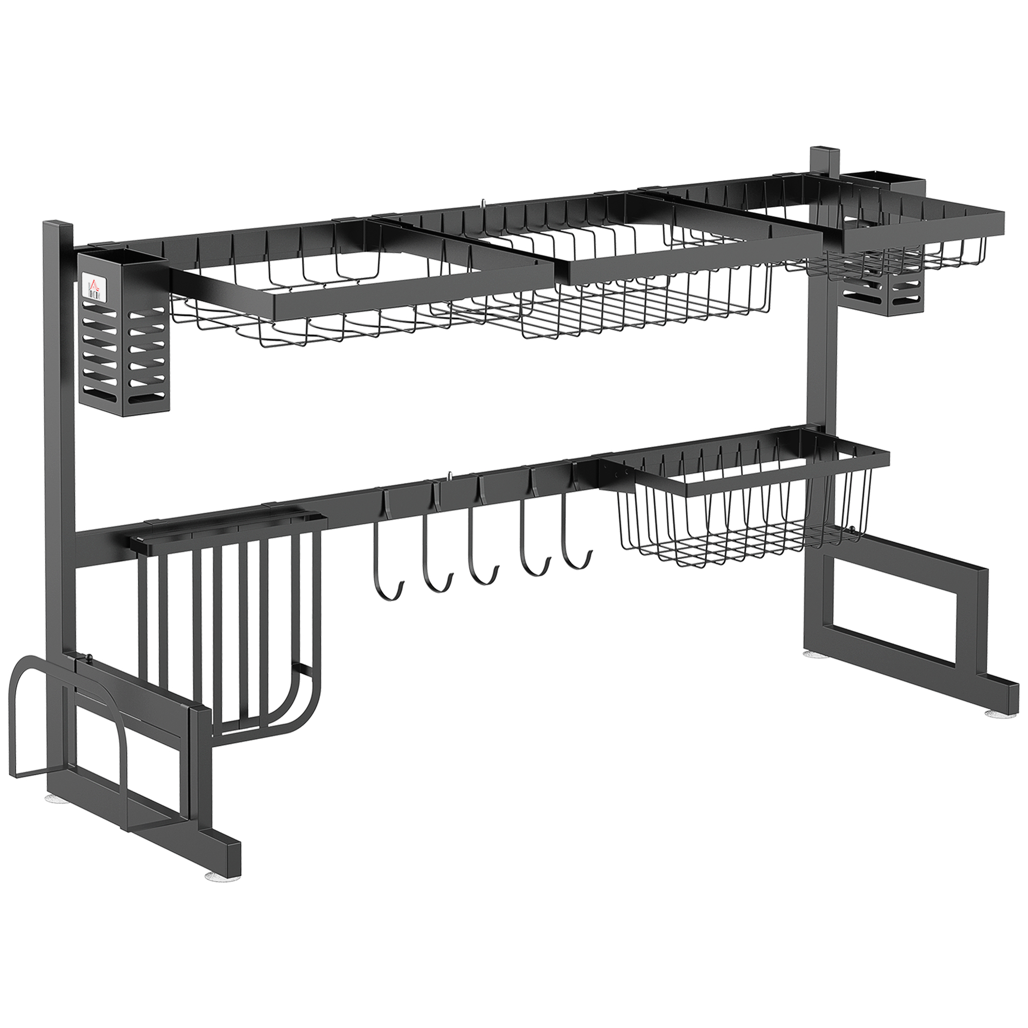 Serviesmand, Modulaire Servieshouder van Metaal, tot 23 kg Belastbaar, Zwart