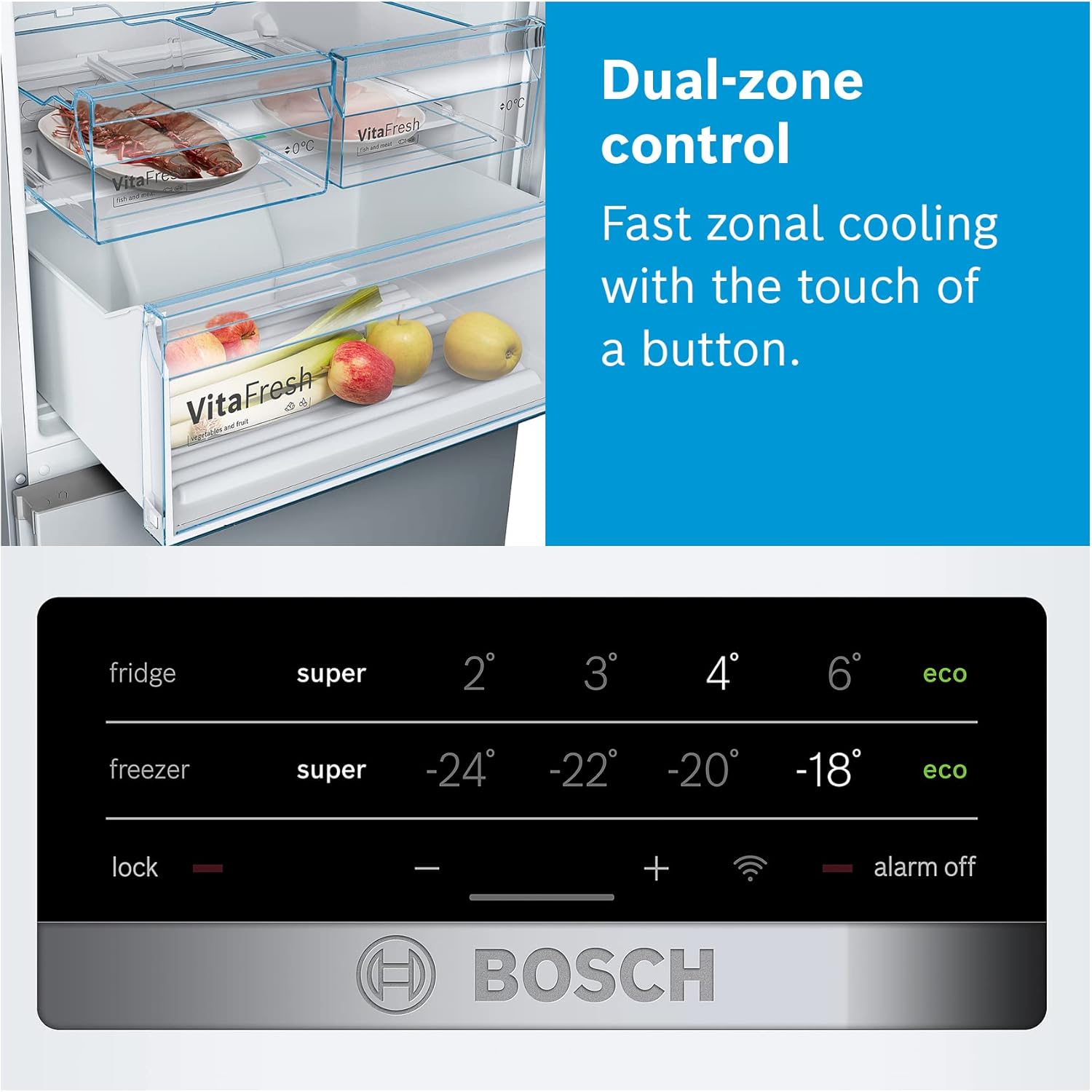 Bosch KGN49XWEA - Série 4, Réfrigérateur combiné pose-libre, 203 x 70 cm, Blanc