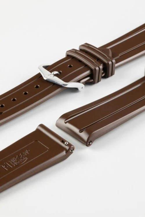 Hirsch HEVEA Natural Rubber Waterproof Watch Strap in BROWN