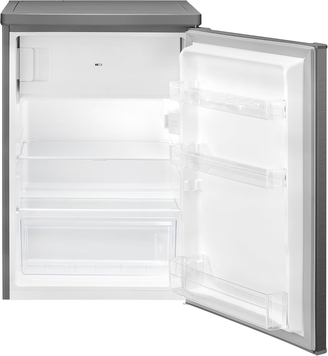 Clatronic Kühlschrank mit Gefrierfach Energieklasse C 85cm Kühl schrank klein leise 37dB Türanschlag wechselbar 0°C - 8°C 109L Fridge kleiner Kühl-schrank KS 101 inox
