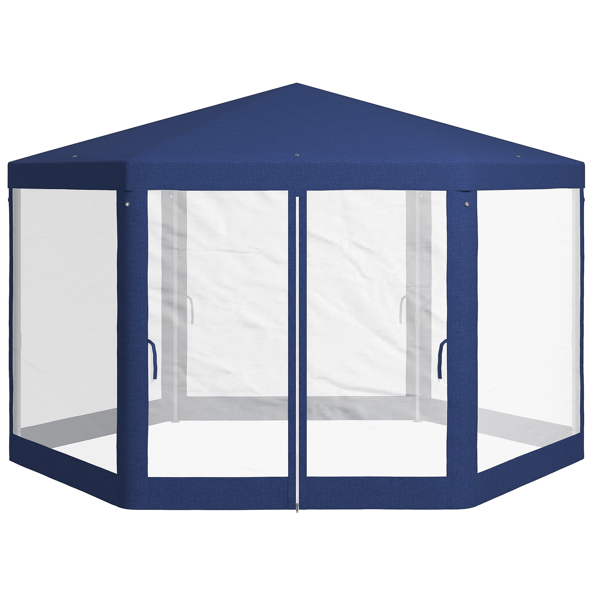 Tuinpaviljoen, 6-hoekig, Muskietennetten, Metalen Frame, 3,94x3,412x2,5m, Blauw