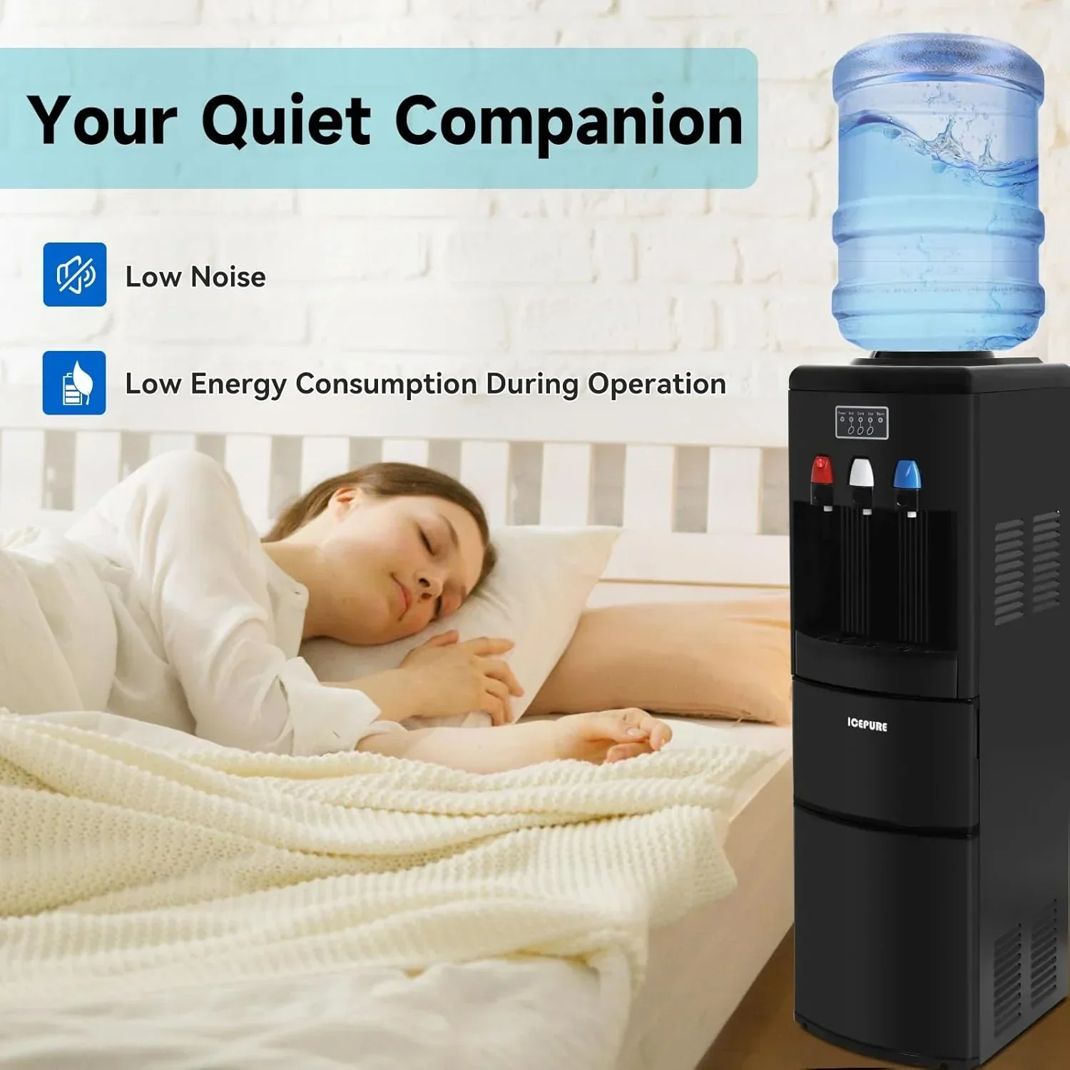 ICEPURE Water Dispenser with Ice Maker 3-in-1 Hot and Cold Water Cooler Ice Maker Machine