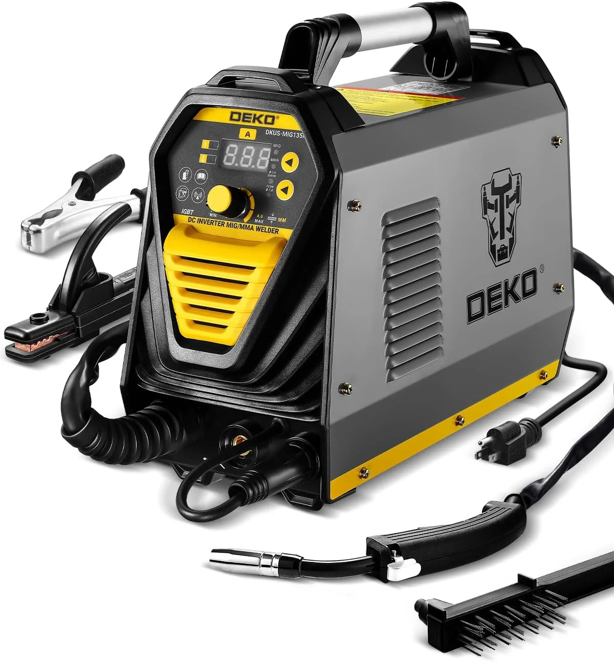 DEKO 135Amp MIG/MMA lasmachine, 110V, gasloos MIG / elektrode / gas-MIG 3-in-1 lasmachine met DC IGBT invertertechnologie.