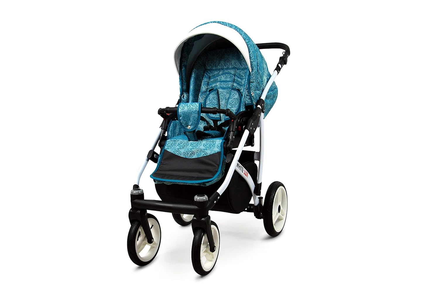 BabyLux® Bambimo Kinderwagen Set 3 in 1 - White Lux - incl. Babywanne, Buggy Sportsitz, Auto-Babyschale - Autositz - Kinderwagenset - Kombikinderwagen mit Wickeltasche, Regenschutz usw.