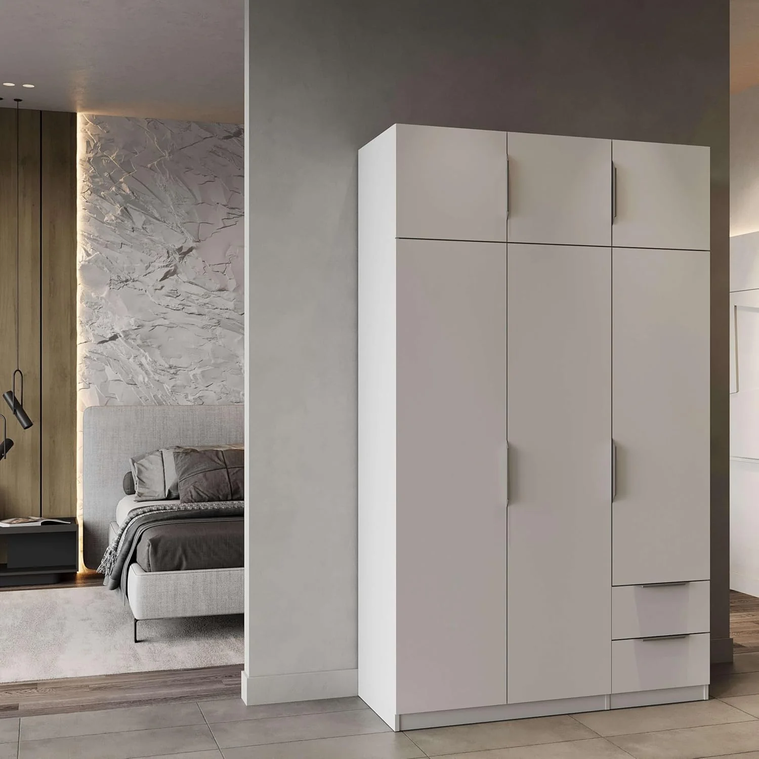 Miroytengo Armario Ghost Grande 6 Puertas y 2 Cajones Color Blanco Mate 203x119 cm