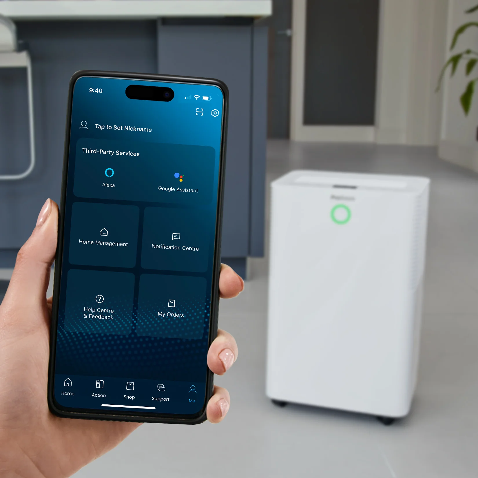 OmniDry Stille Energiezuinige 20L Ontvochtiger met Wasmodus en Slimme App-Controle