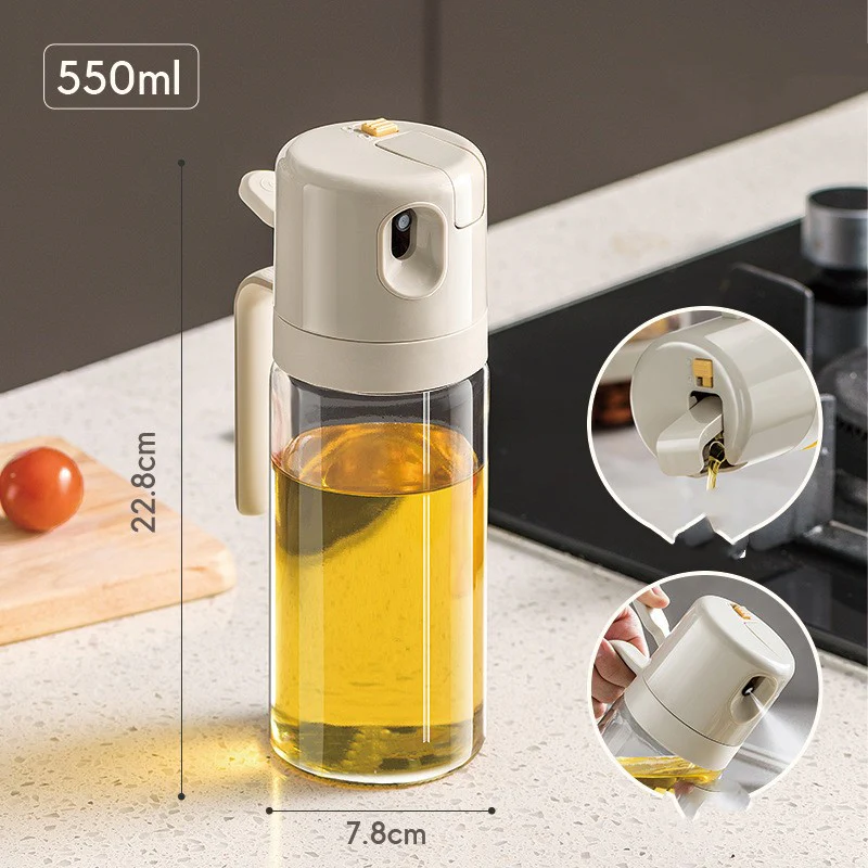 2-in-1 Oil Sprayer & Dispenser Bottle �?Olive Oil Mister for Cooking, Air Fryer, BBQ & Salad