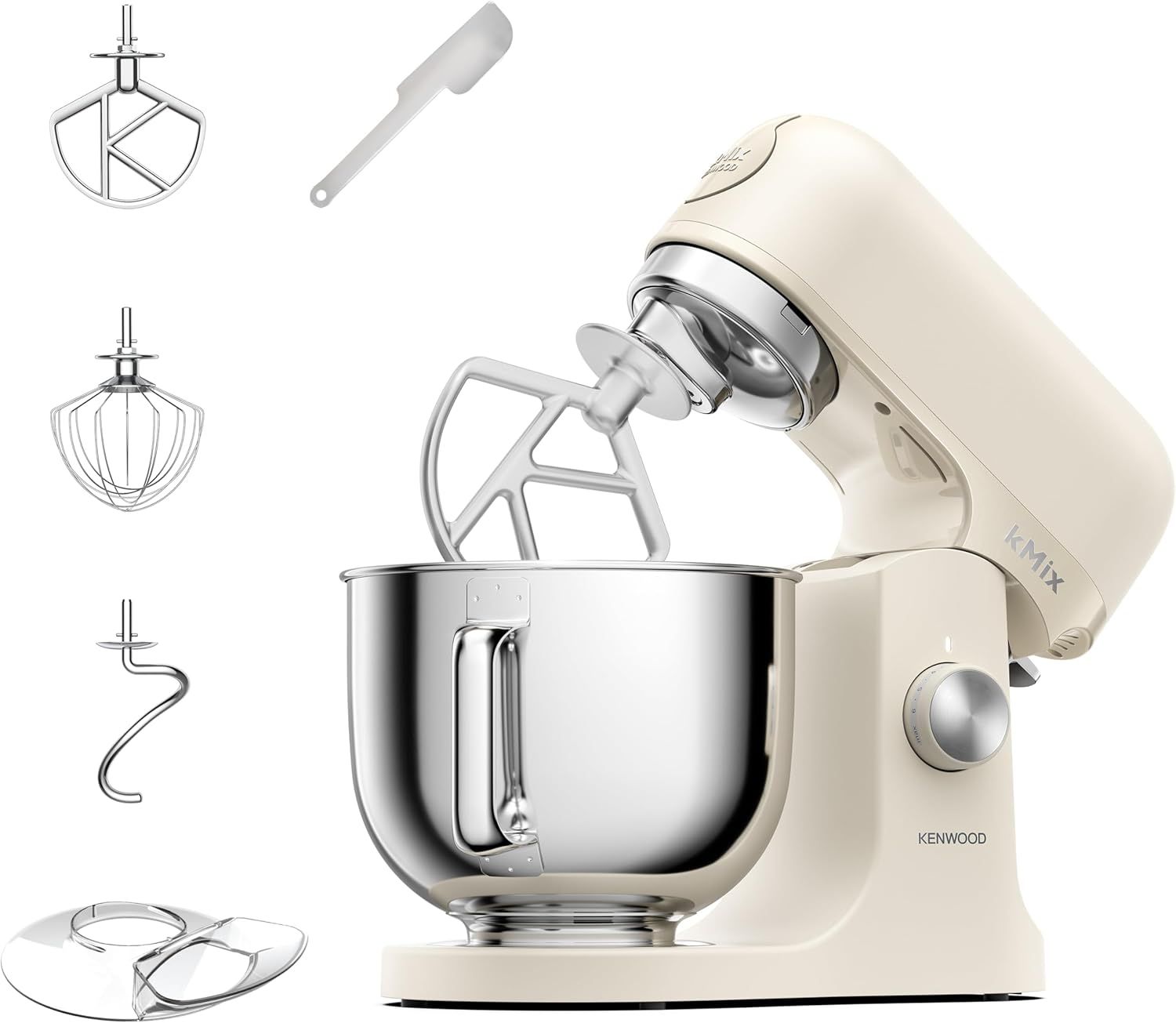 Kenwood kMix 5L Stand Mixer with Patisserie Set and Splash Guard, 1000W - Calm Cream