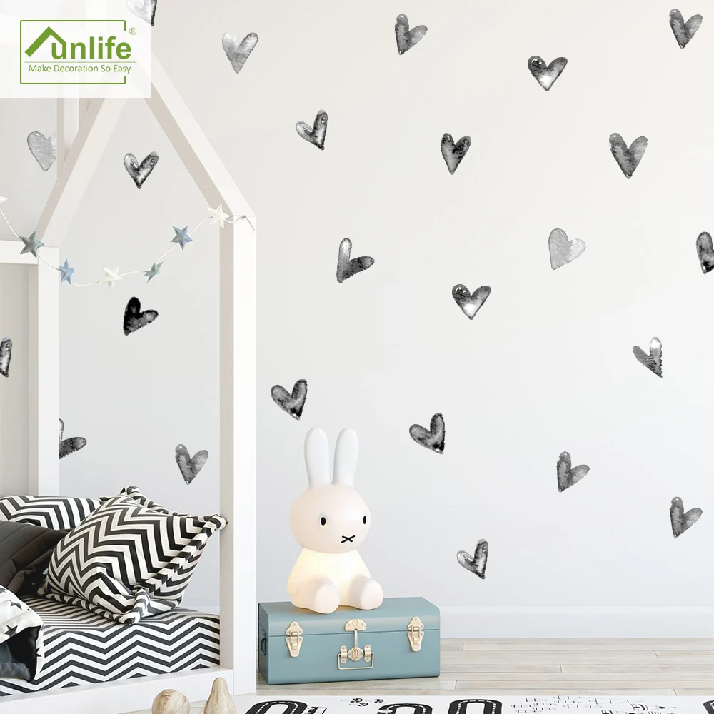 Heart Wall Stickers for Bedroom, Black and White Heart Wall Decals