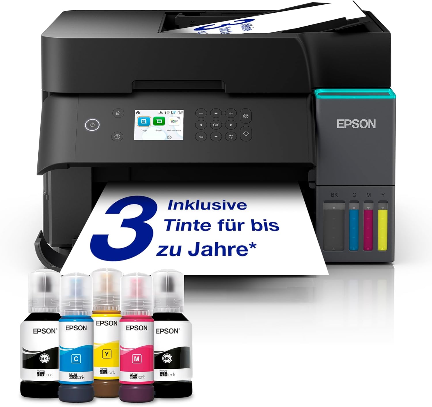 EcoTank ET-3950 Tintentankdrucker | fürs Home Office | WLAN | A4 | Duplex-Druck, Kopieren, Scannen | 6.1 cm LCD-Display | 30-Blatt-ADF | inkl. Tinte für bis zu 3 Jahre
