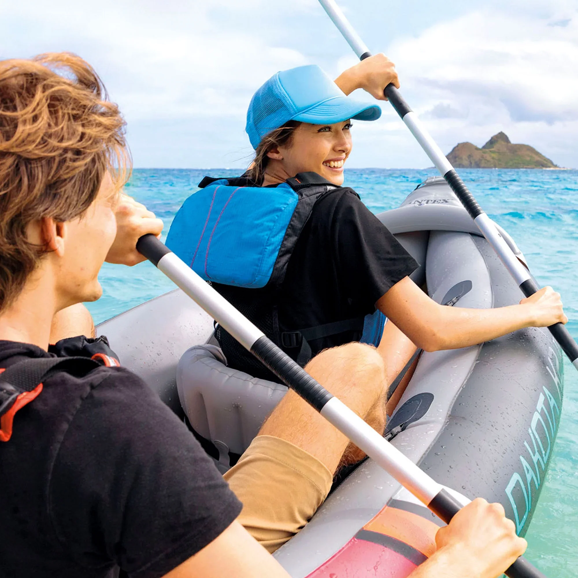 2025 Intex Dakota K2 Kayak inflable de vinilo para 2 personas, con remos y bomba – Caja abierta
