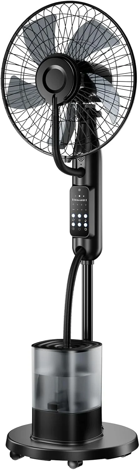 NebulaFlow Ventilateur Brumisateur sur pied 2026 – Réservoir 4L, 7,5h, minuterie, 5 vitesses & 3 modes. Oscillation + télécommande.
