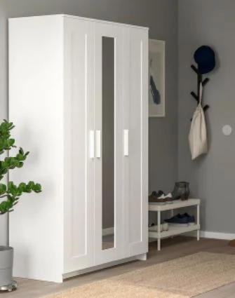 2025 IKEA BRIMNES kledingkast met 3 deuren ?C Wit, 117 x 190 cm, met spiegel en verstelbare planken