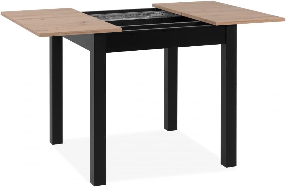 003409 Esszimmertisch Coburg 80 Küchentisch in Artisan Eiche Nb. / Schwarz ca. 80 x 76 x 80 cm ausziehbar 120 cm