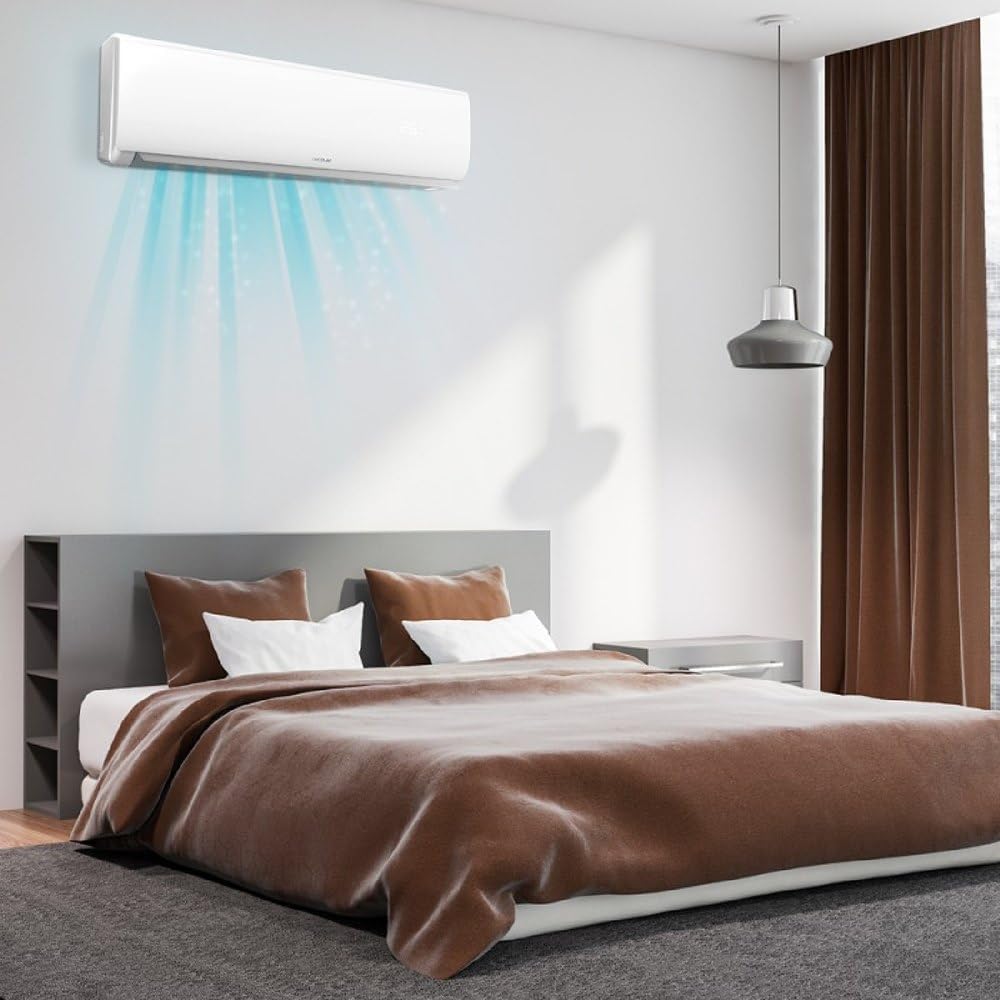Cecotec Aire Acondicionado Split AirClima 9000 Smartfresh. 9000 BTU, Motor DC, Bomba de Calor, Mando a distancia, Pantalla LED, Sistema Inverter, 5 Modos, 8 Velocidades, Cobertura 16 m2 + compresor