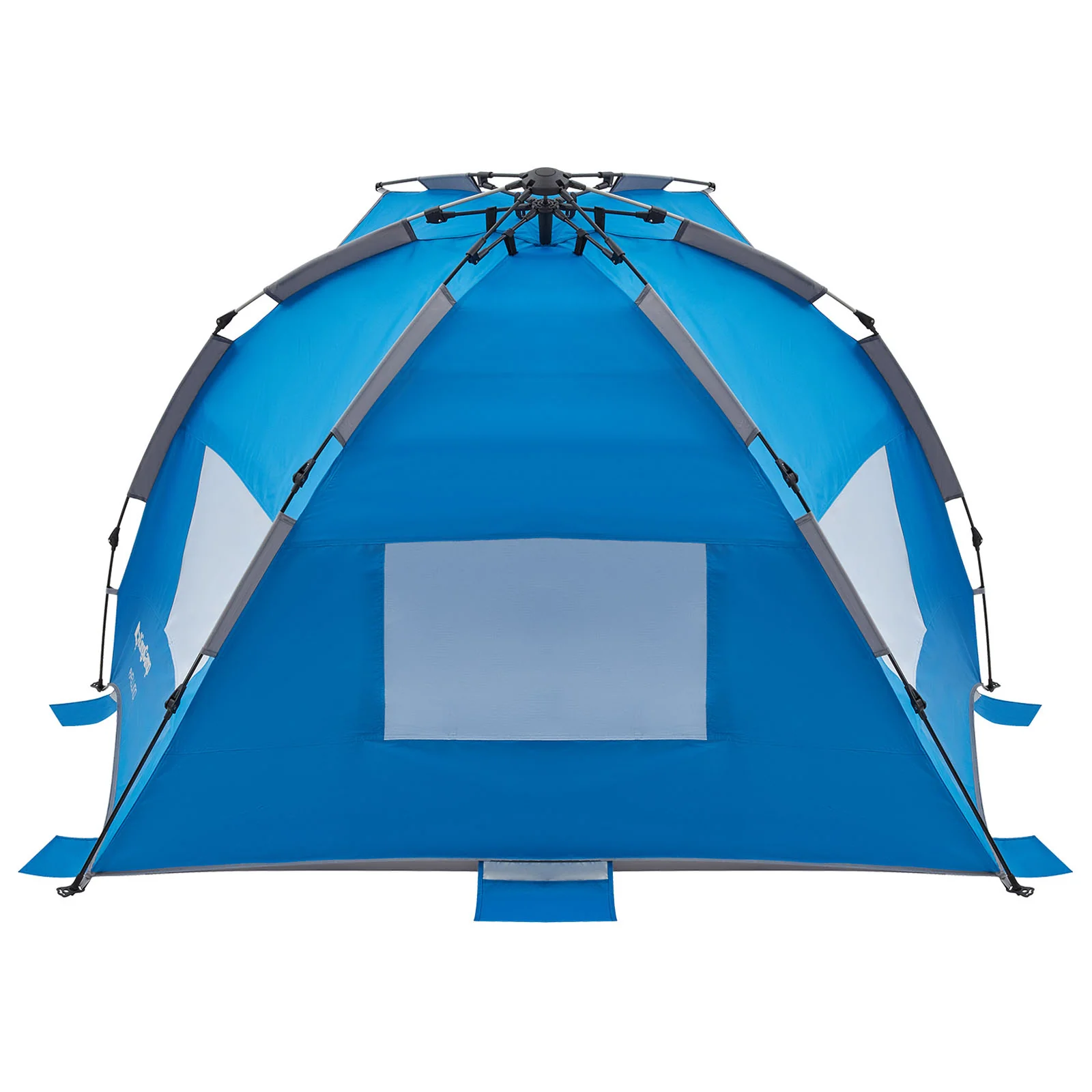 KingCamp Avellino Automatische Strandtent �C UPF50+ zonbescherming, wind- & privacybescherming met hydraulisch frame, zandzakken & gaasramen
