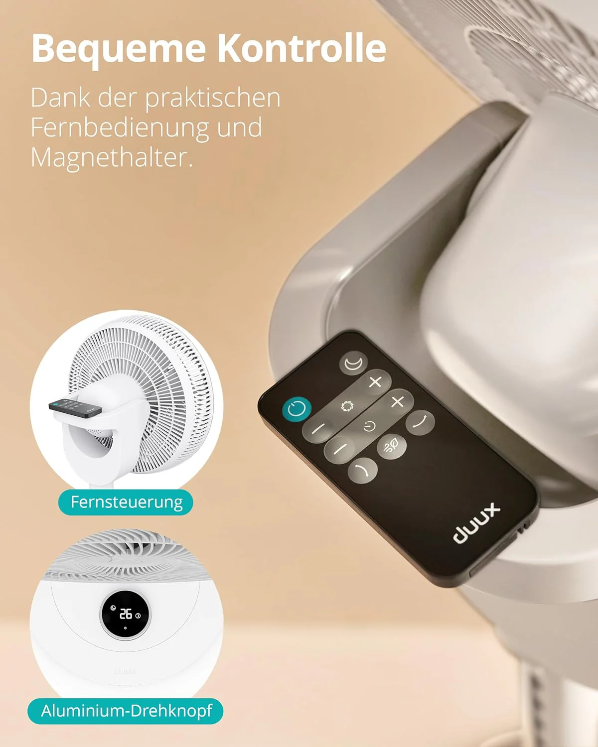 Duux Whisper 2 Statiefventilator Stil - Zuinige DC-motor met 26 snelheden - Ventilator in hoogte verstelbaar (73-95cm) - Horizontale + Verticale oscillatie - Wit